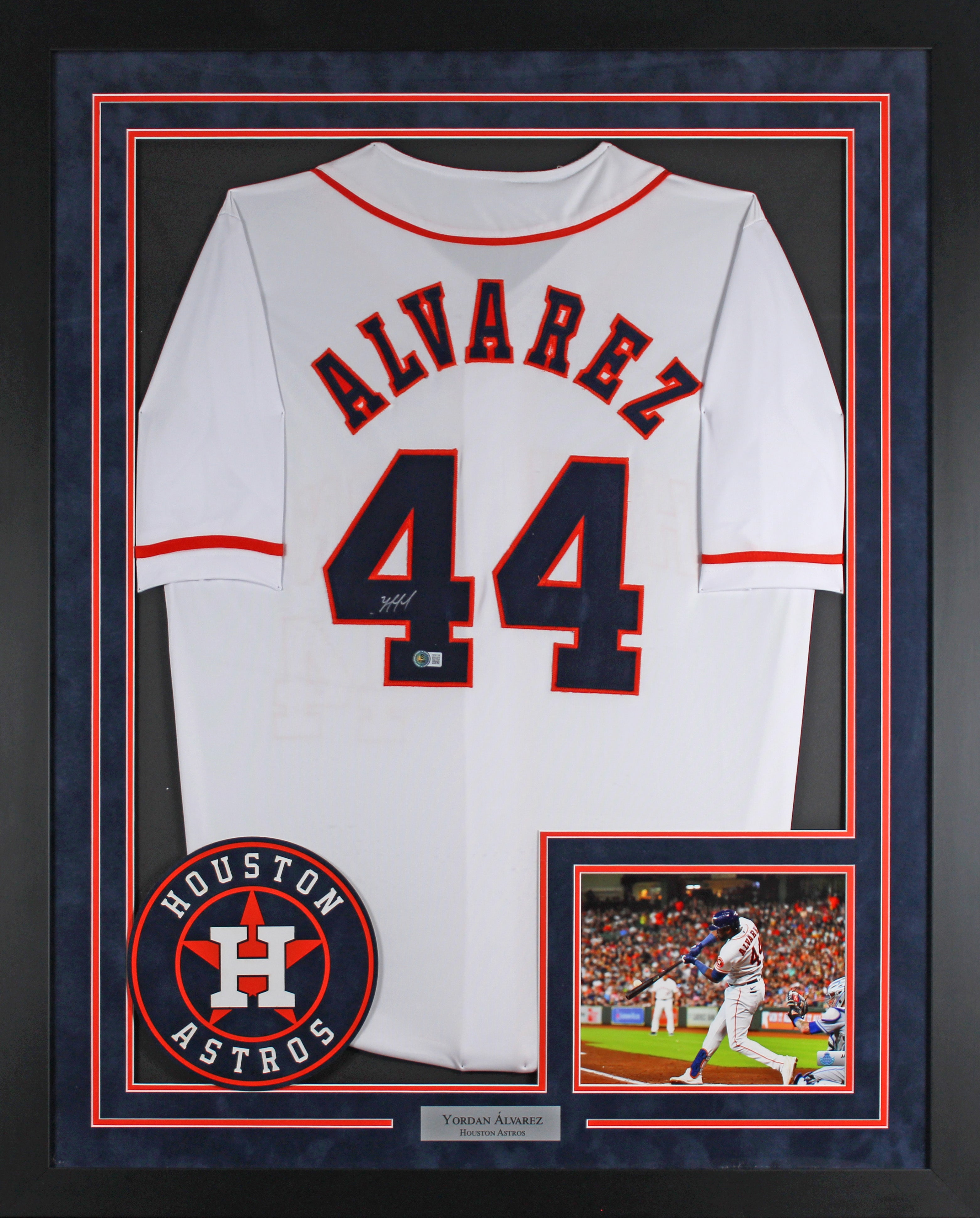 Yordan Alvarez Authentic Signed White Pro Style Framed Jersey BAS Wit #1W981108