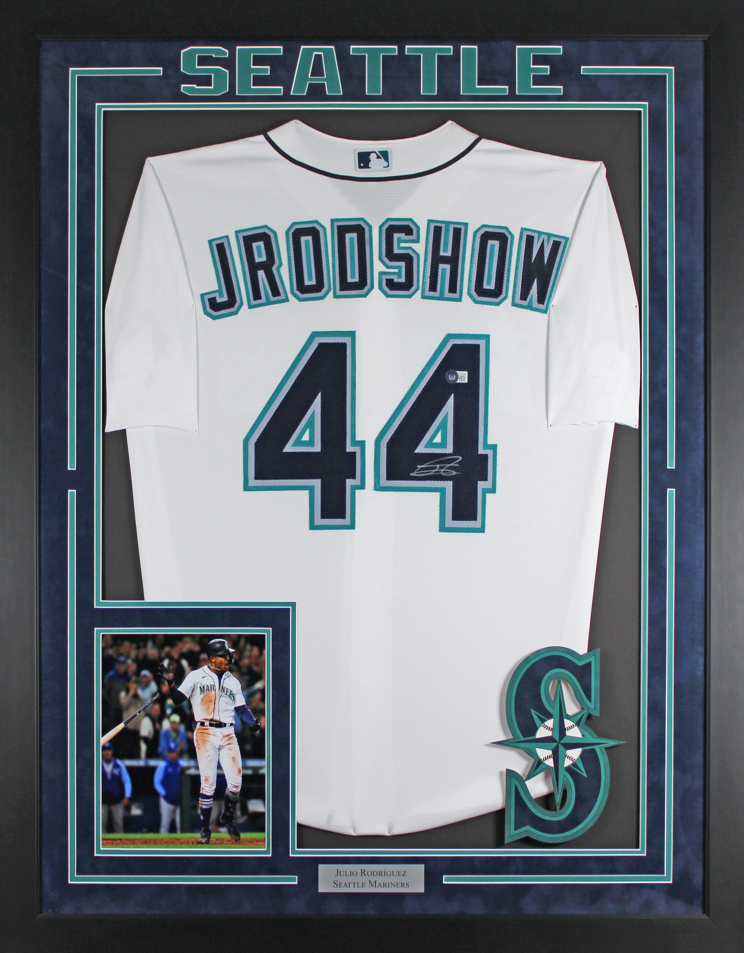 Julio Rodriguez Authentic Signed White Pro Style Framed Jersey BAS Wit #WW54968