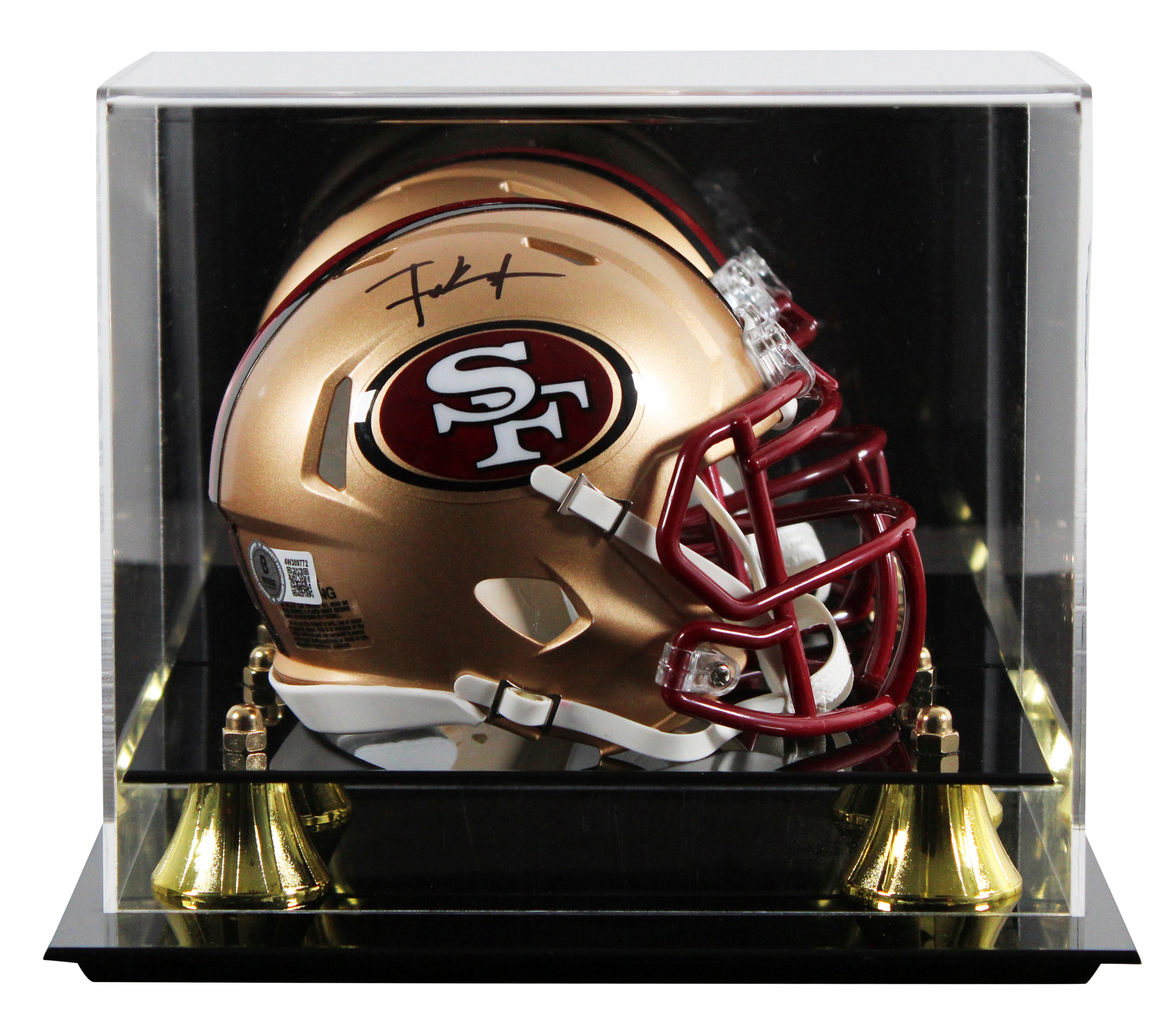 49ers Frank Gore Signed 1996-08 TB Speed Mini Helmet W/ Case BAS Witnessed