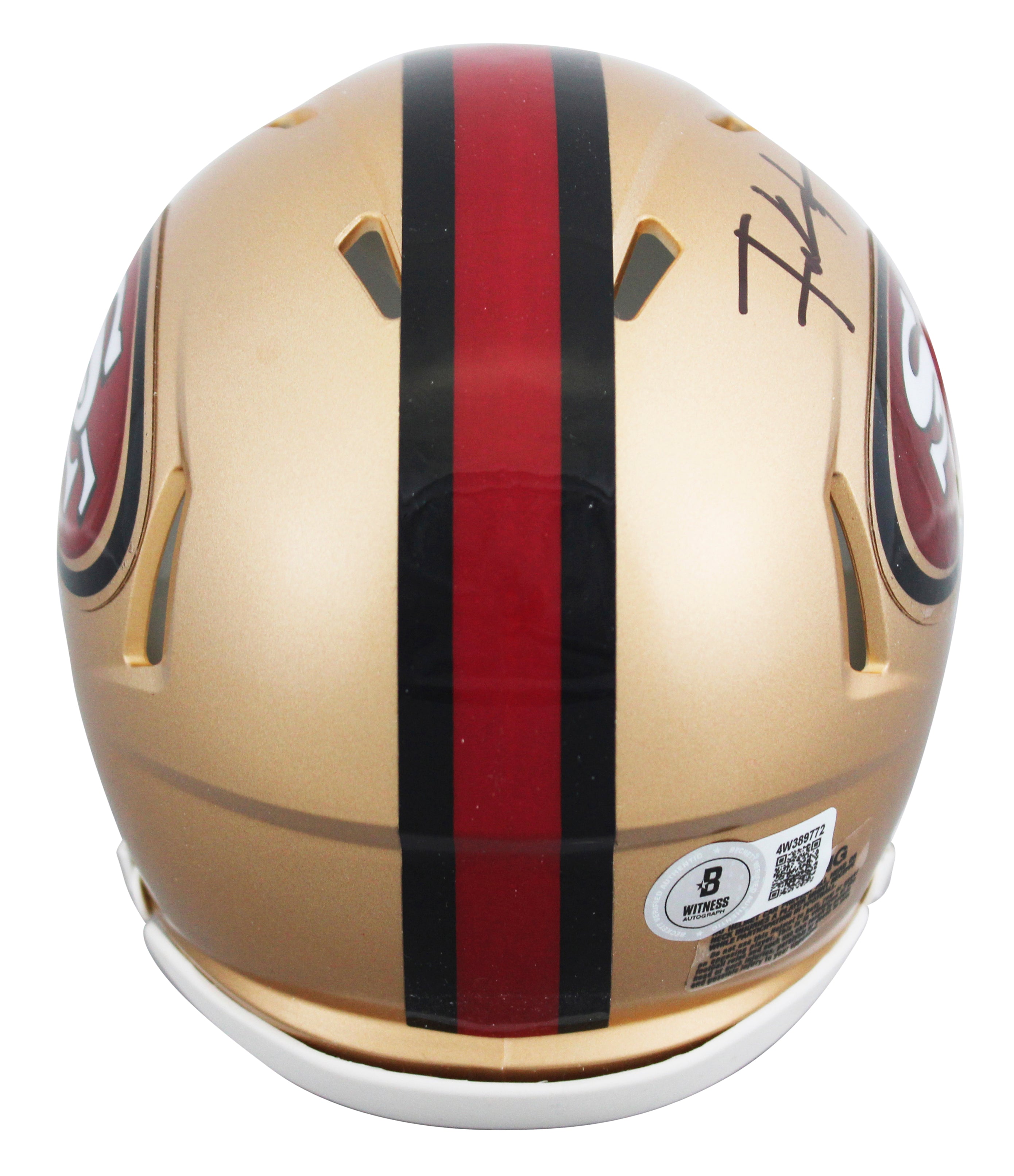 49ers Frank Gore Signed 1996-08 Throwback Speed Mini Helmet BAS Witnessed