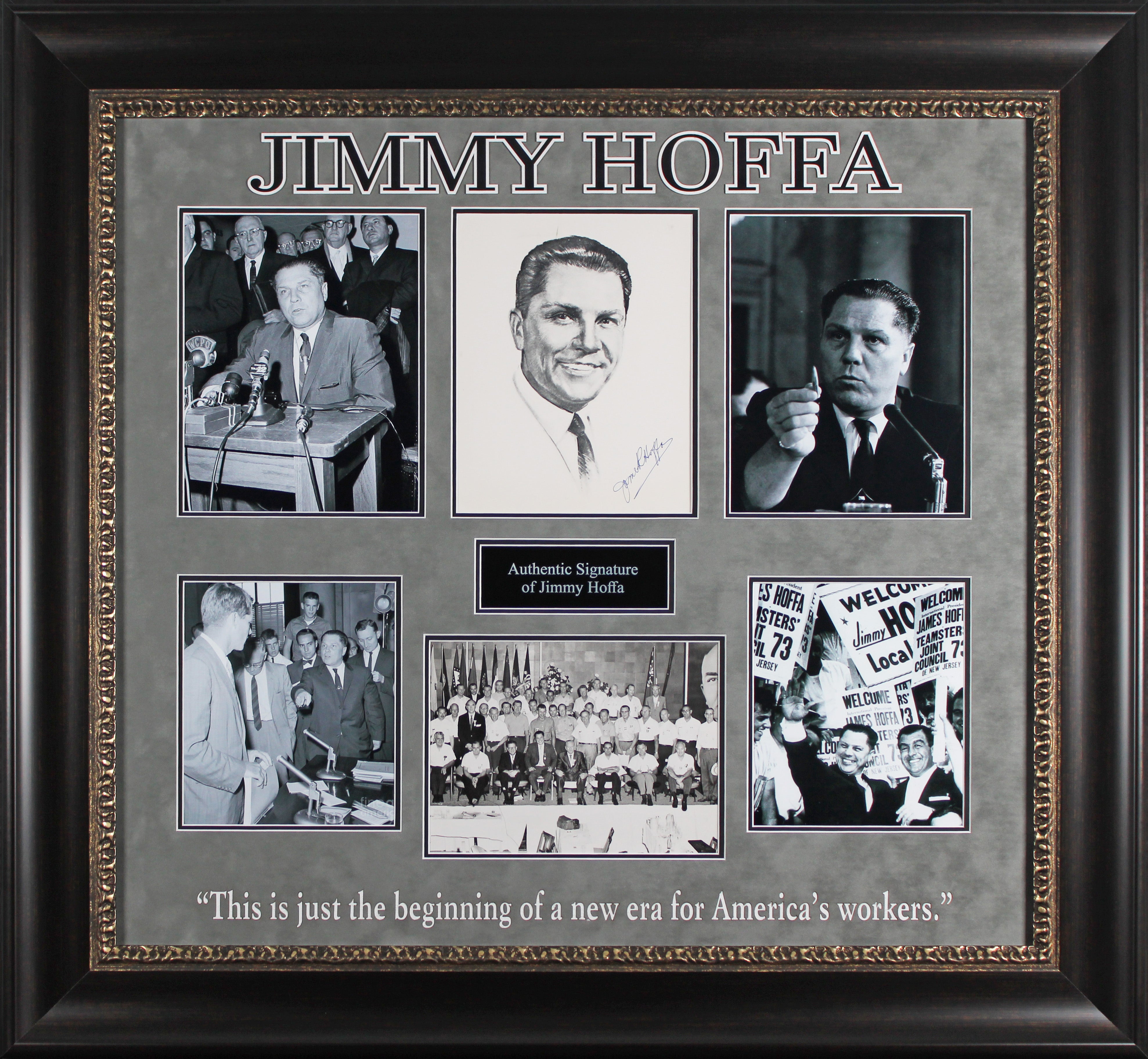 Jimmy Hoffa Teamsters Authentic Signed 8x10 Framed Photo BAS #AE13952