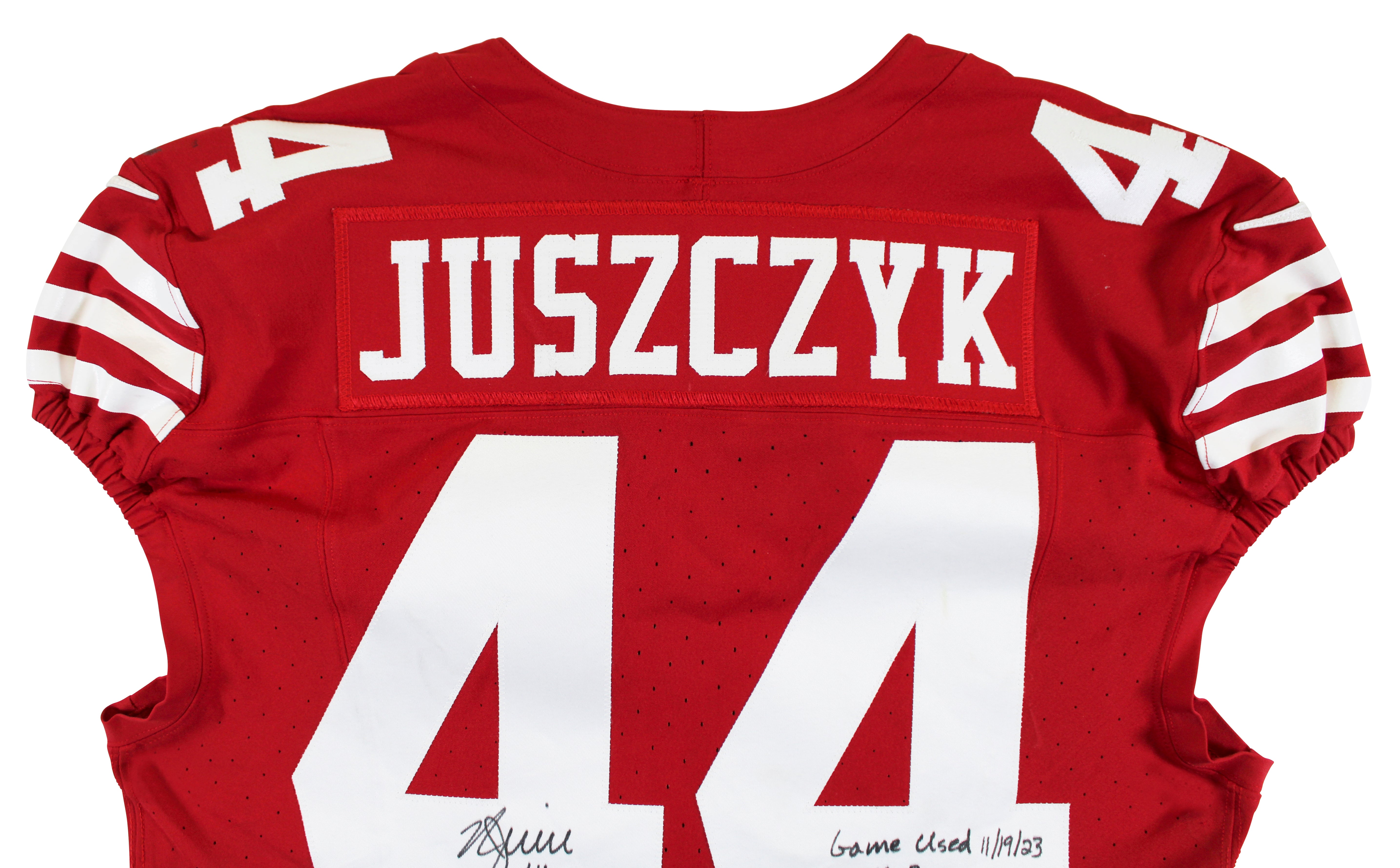 49ers Kyle Juszczyk Signed November 19, 2023 Game Used Red Nike Jersey BAS COA