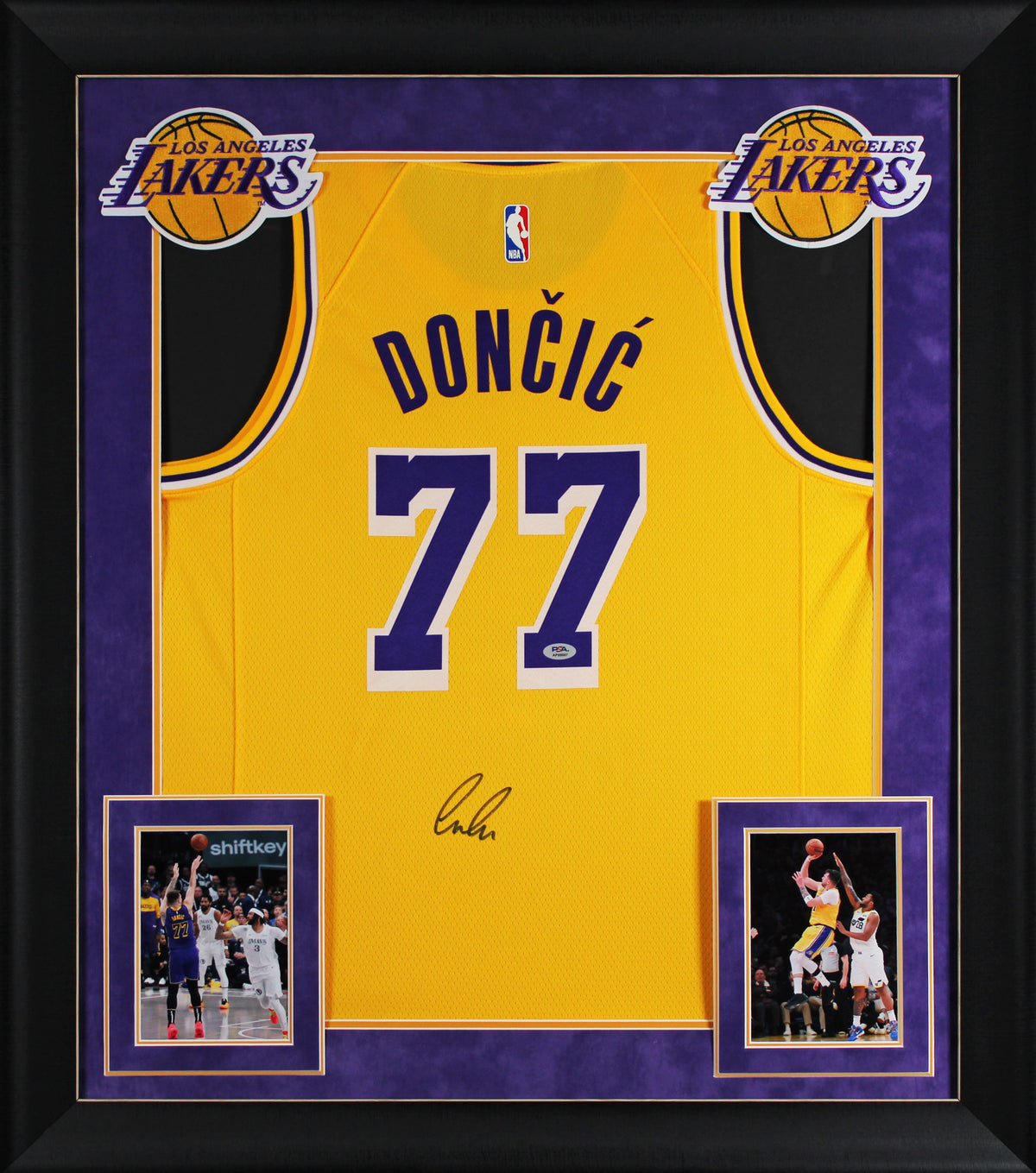 Lakers Luka Doncic Signed Yellow Nike Swingman Framed Jersey PSA/DNA #AP89097