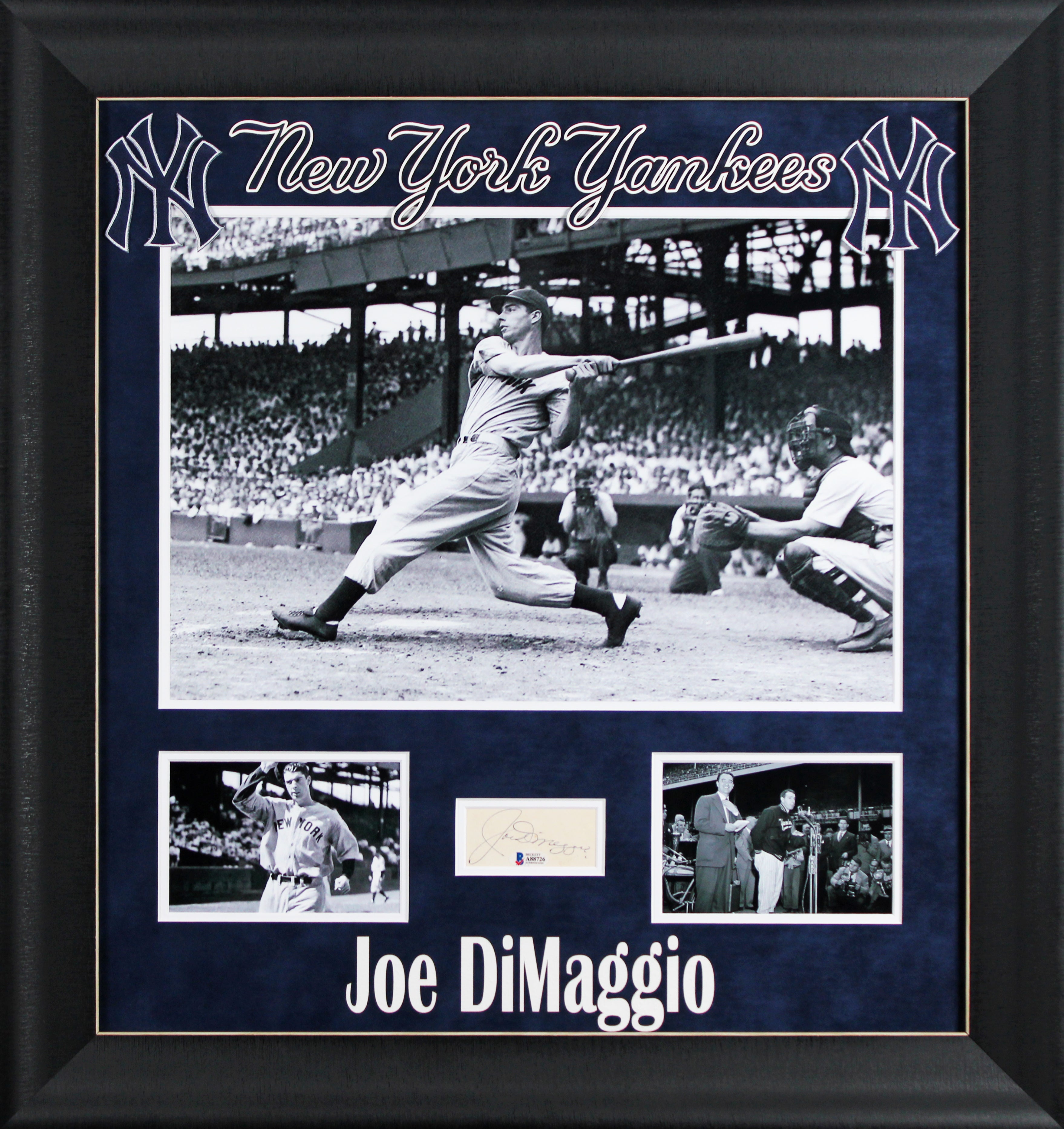 Yankees Joe DiMaggio Authentic Signed & Framed 1.5x3.5 Cut Signature BAS #A88726