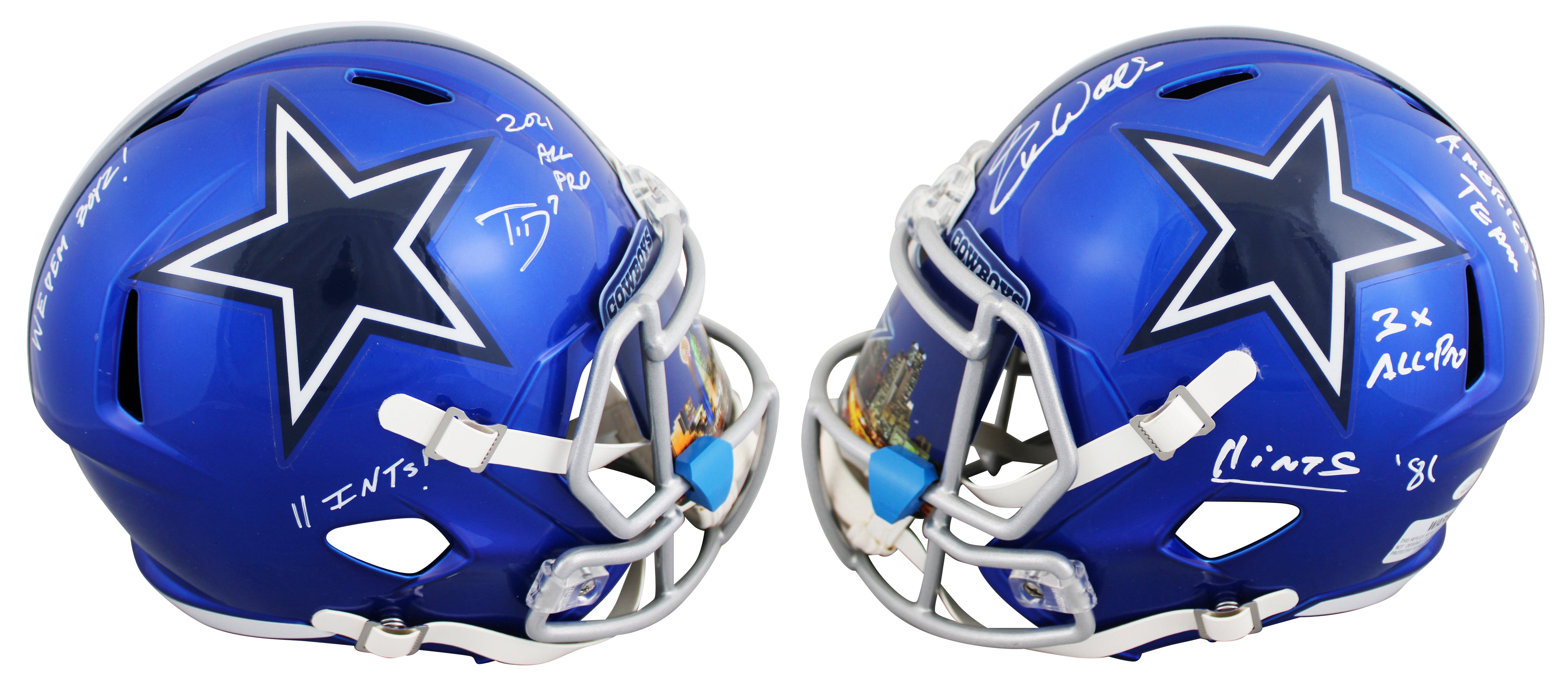 Cowboys Trevon Diggs & Everson Walls "5x Insc" Riddell F/S Speed Rep Helmet JSA