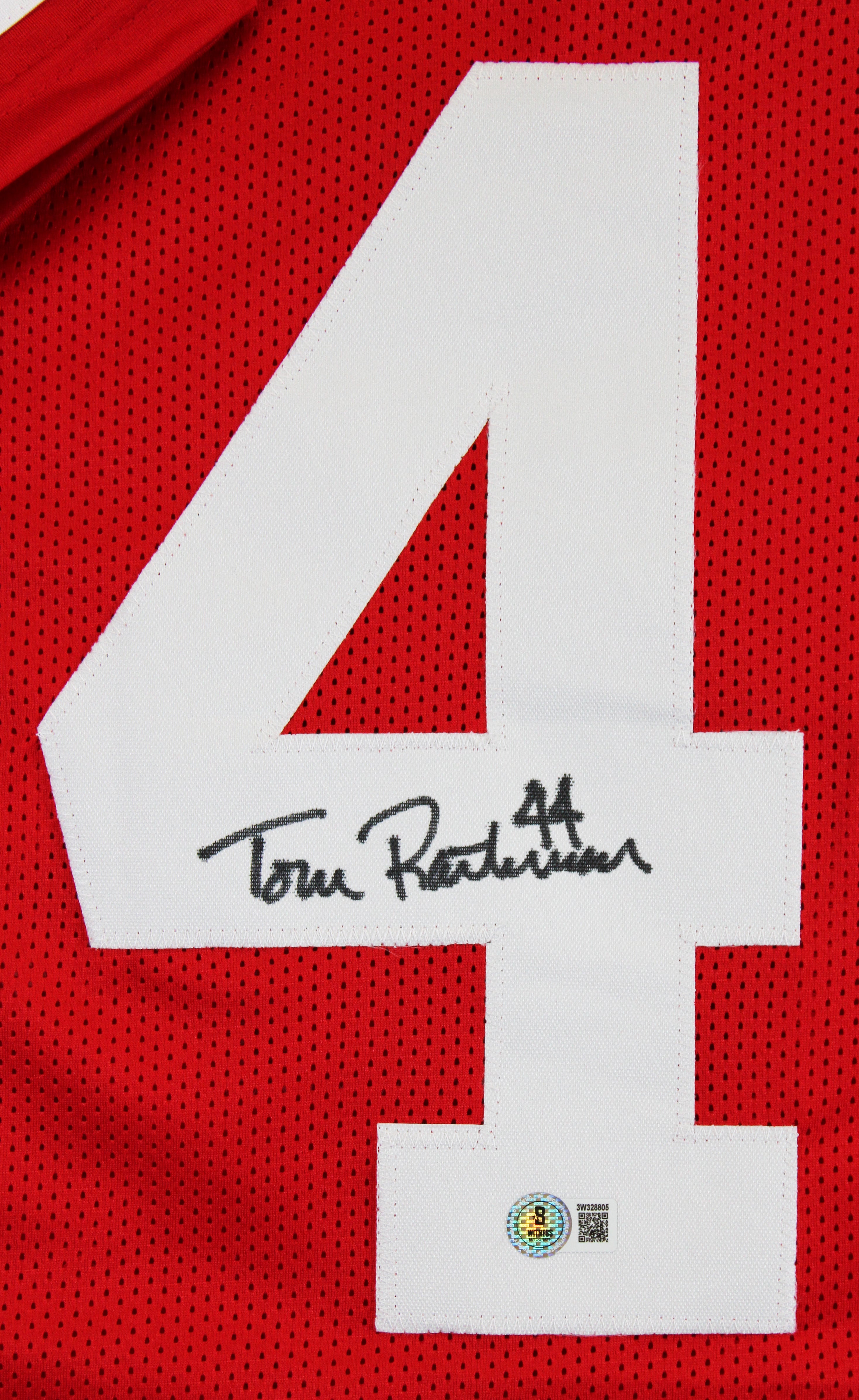 Tom Rathman Authentic Signed Red Pro Style Jersey Autographed BAS Witnessed