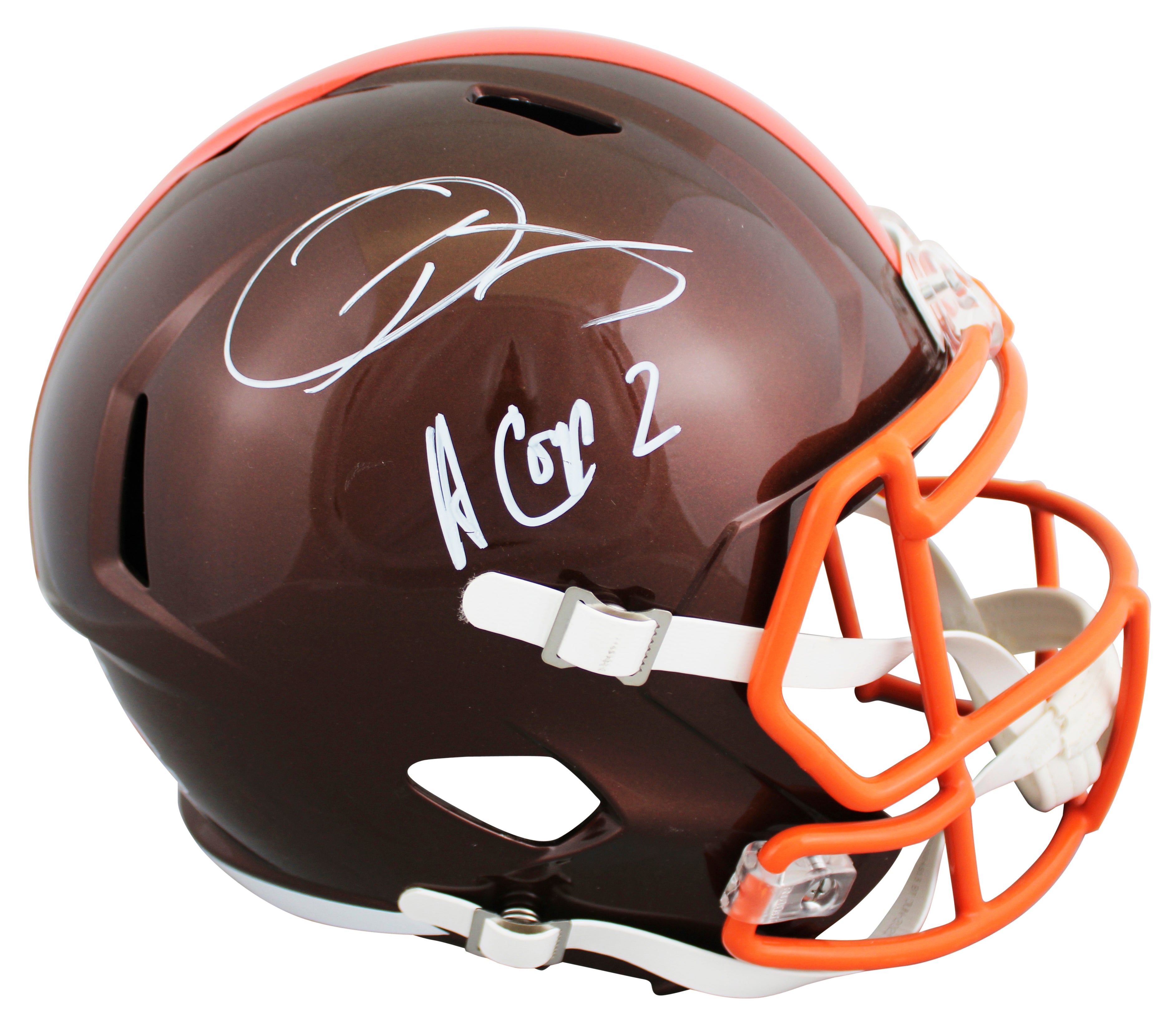 Browns Odell Beckham & Amari Cooper Signed Flash Full Size Speed Rep Helmet BAS