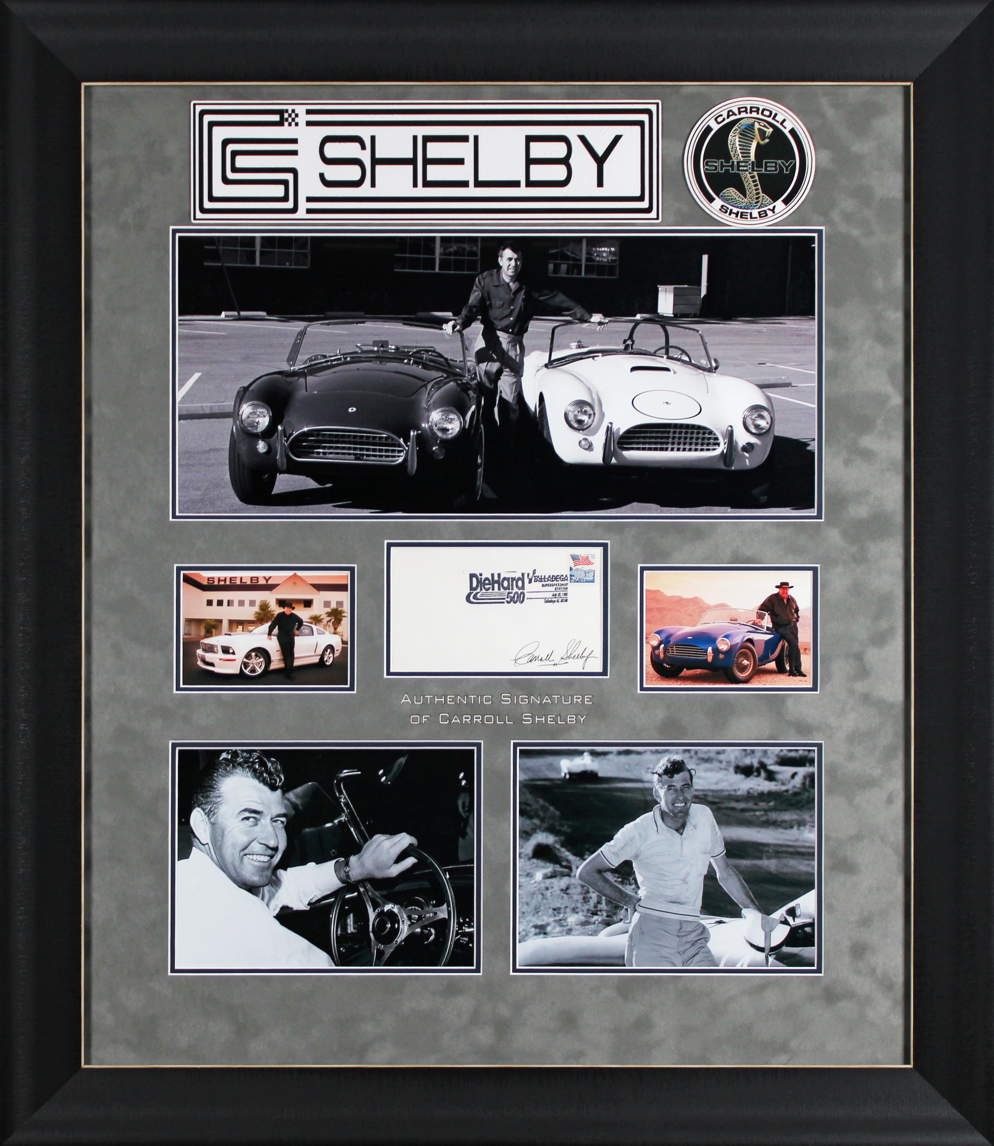 Carroll Shelby Signed 3.5x6 First Day Cover Envelope Framed Display BAS #AE13450