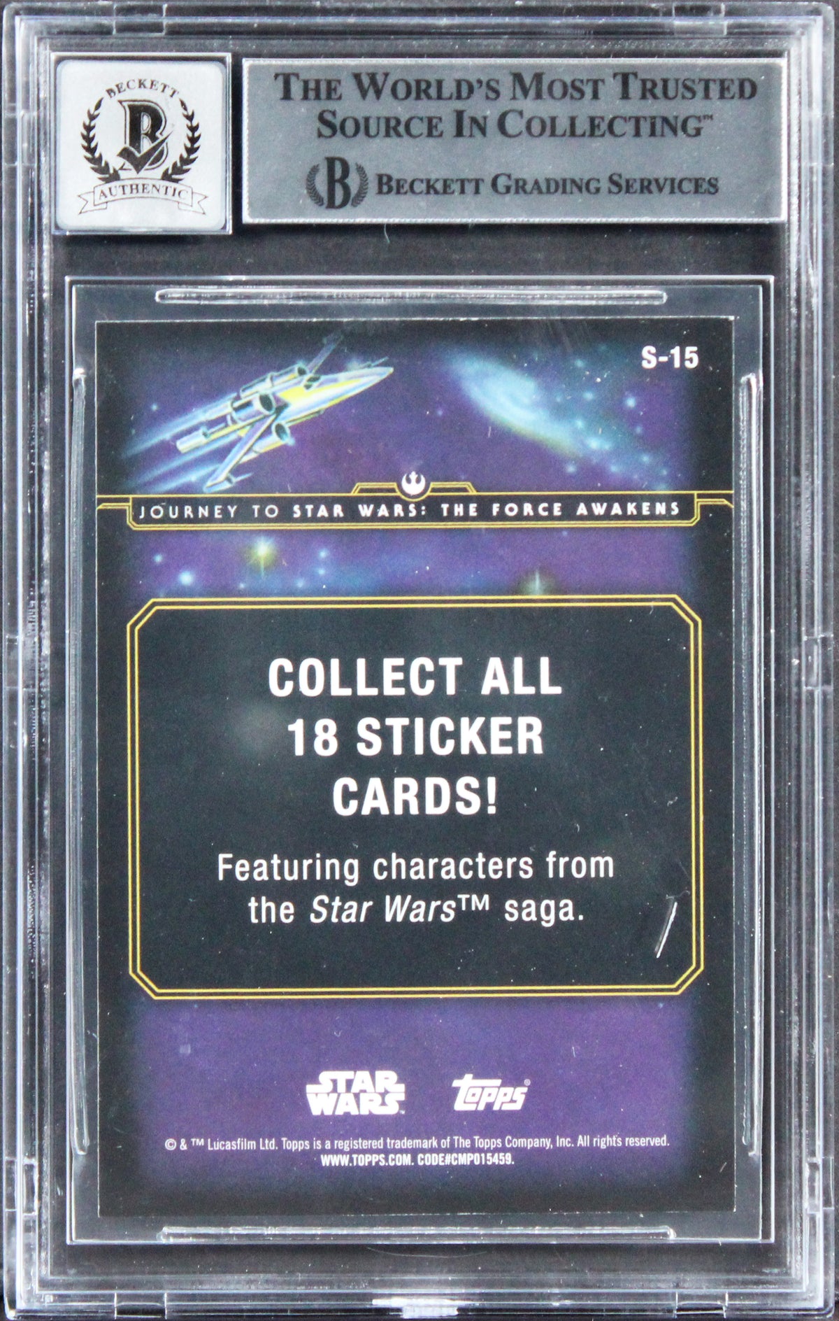 Sandy Dhuyvetter Signed 2015 Topps Star Wars Sticker #S15 Card Auto 10! BAS Slab