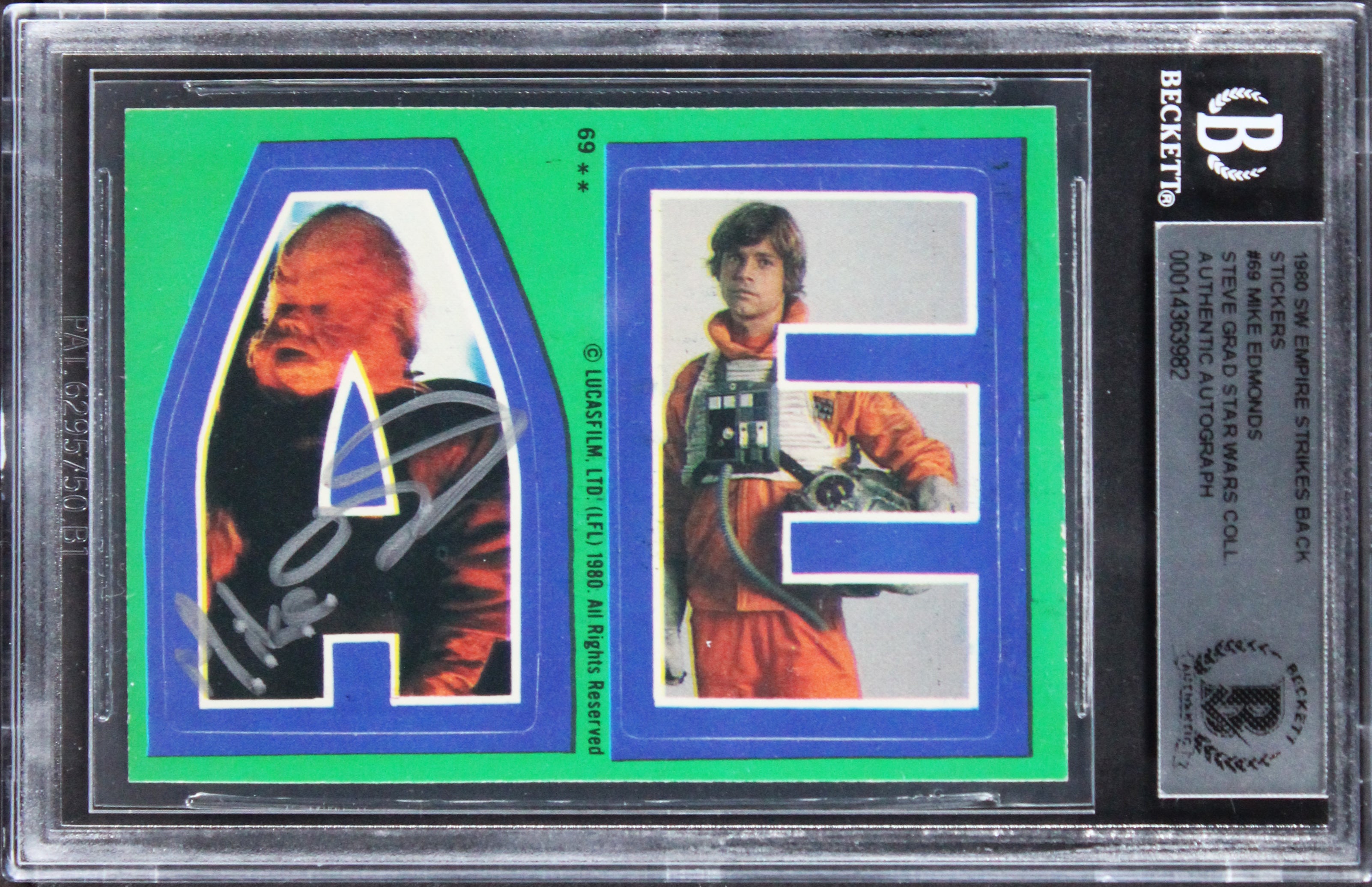 Mike Edmonds Star Wars Authentic Signed 1980 Star Wars ESB #69 Card BAS Slabbed