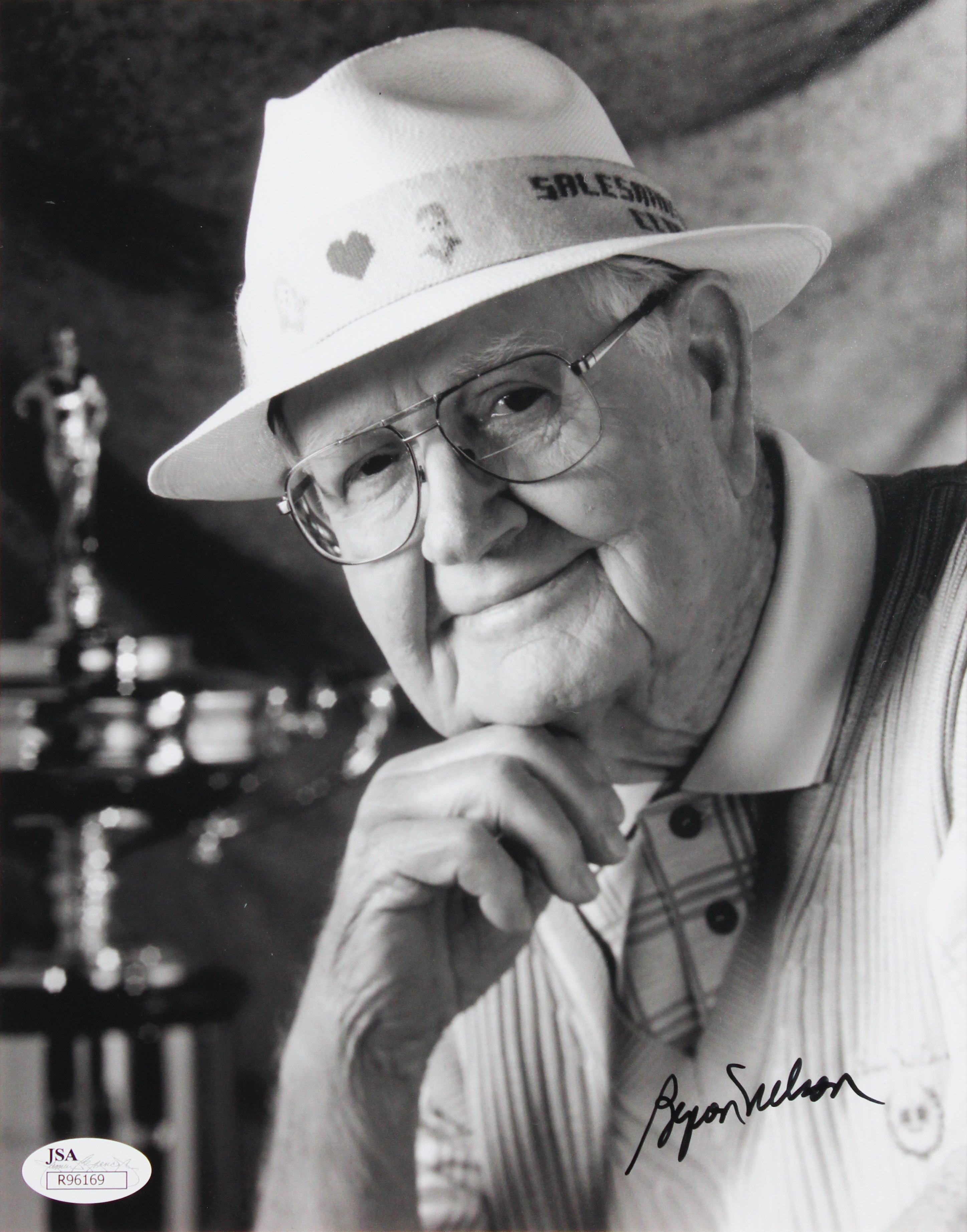 Byron Nelson Authentic Signed 8x10 Framed Vertical B&W Photo JSA #R96169
