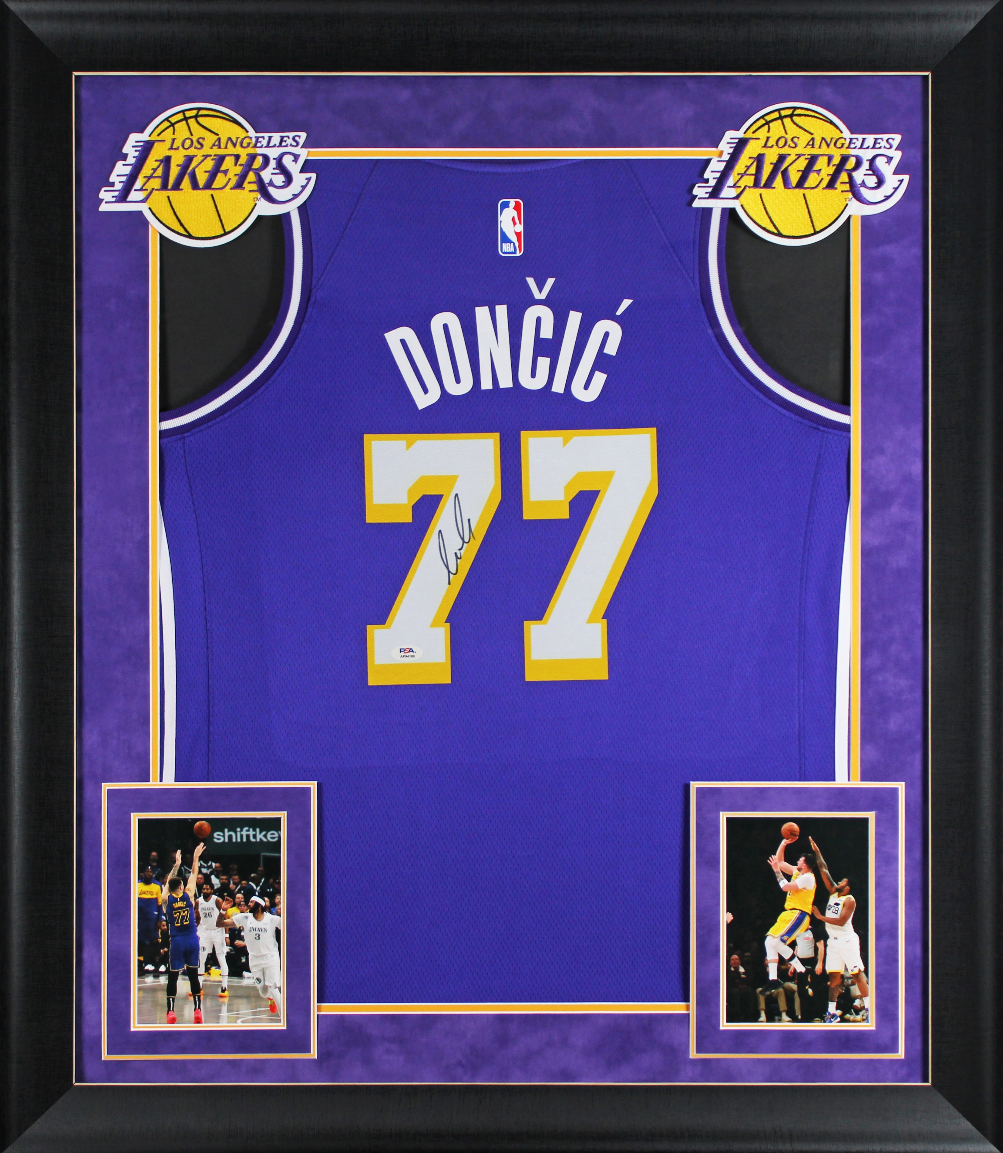 Lakers Luka Doncic Signed Purple Nike Swingman Framed Jersey PSA/DNA #AP94186