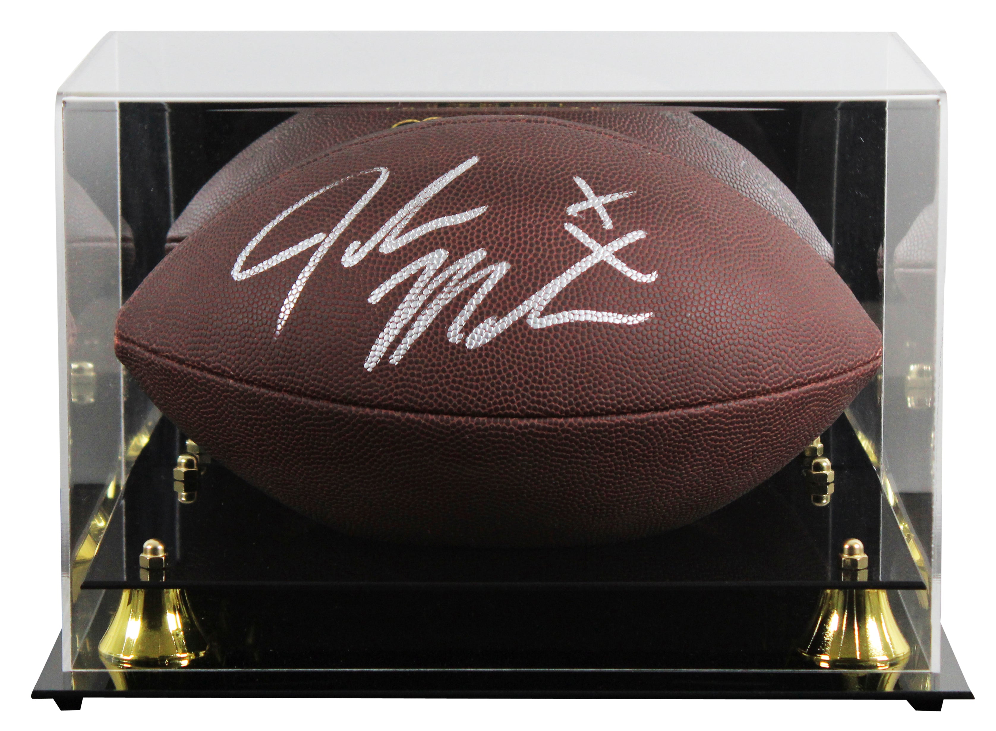 Oklahoma John Mateer Signed Wilson Super Grip Football W/ Case BAS Witnessed