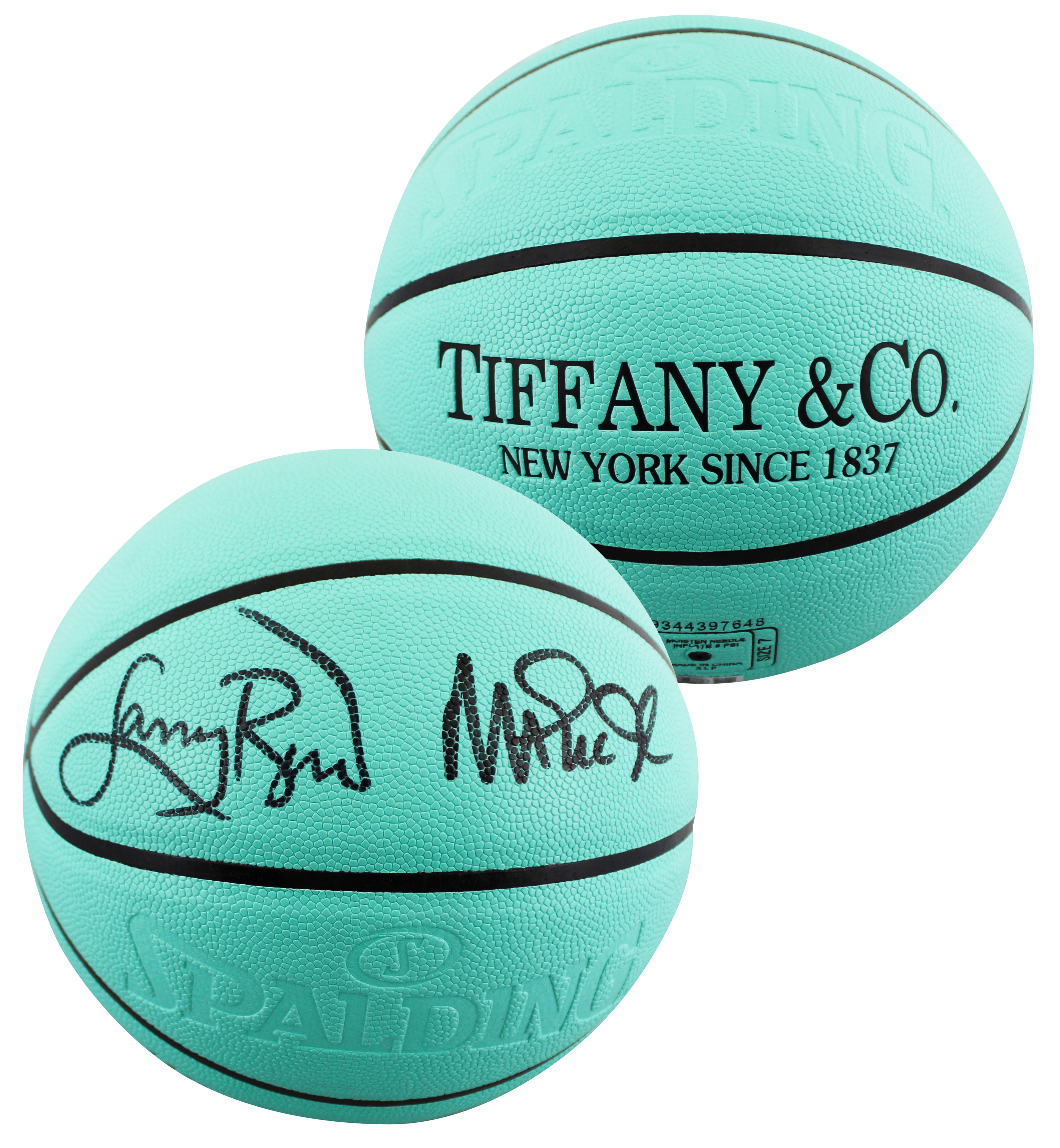 Magic Johnson & Larry Bird Signed Tiffany & Co X Spalding Basketball LE BAS W 2