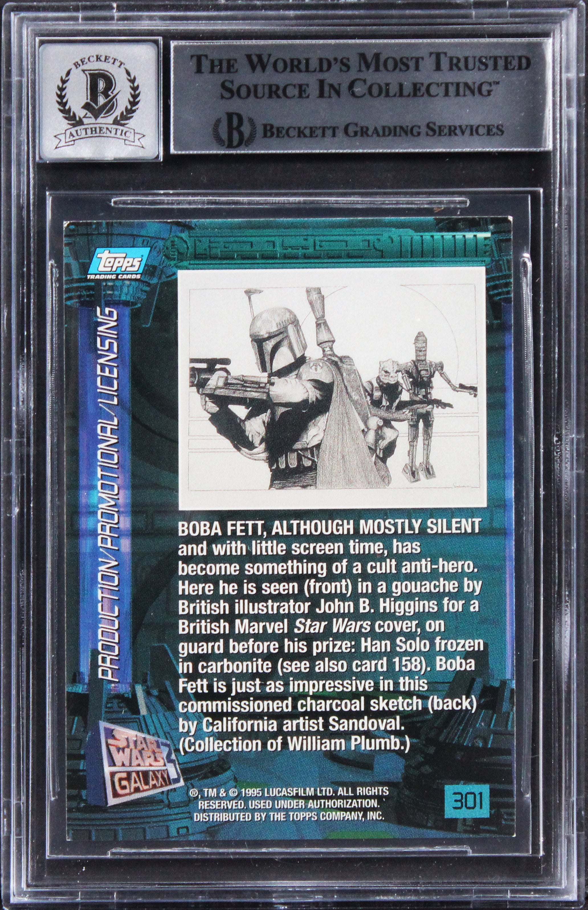 (2) Bulloch & Wingreen Signed 1993 Star Wars Galaxy #301 Card Auto 10 BAS Slab