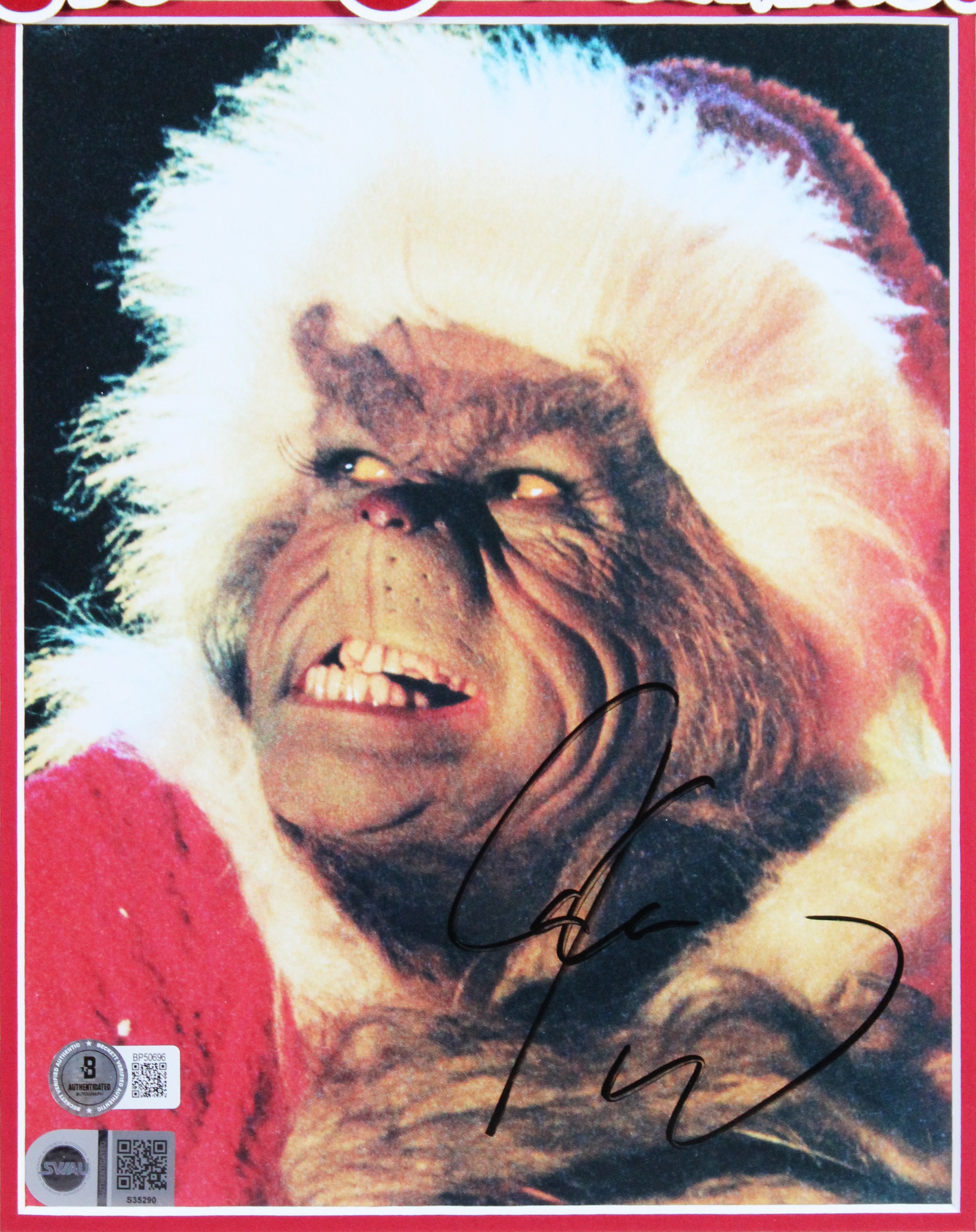 Jim Carrey How the Grinch Stole Christmas Signed 8x10 Framed Photo BAS #BP50696