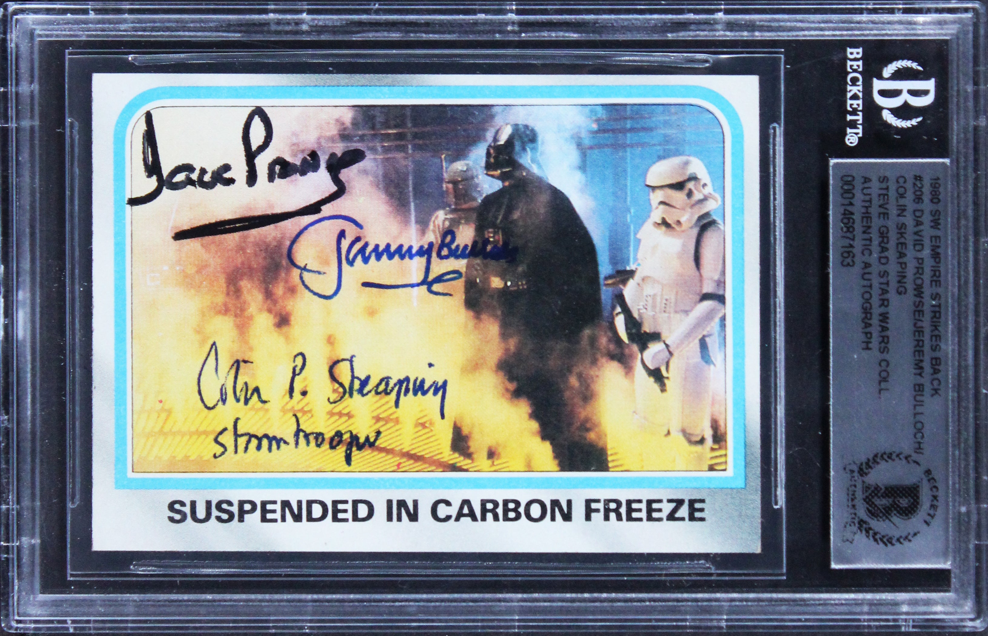 (3) Prowse, Bulloch, Sheaping Signed 1980 Star Wars ESB #206 Card BAS Slabbed