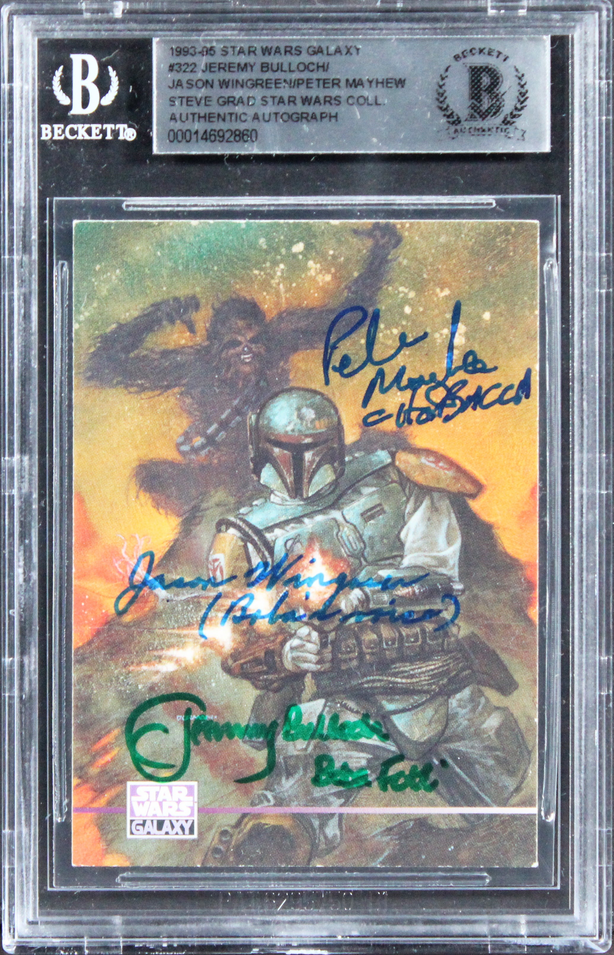 (3) Bulloch, Wingreen, Mayhew Signed 1993 Star Wars Galaxy #322 Card BAS Slabbed