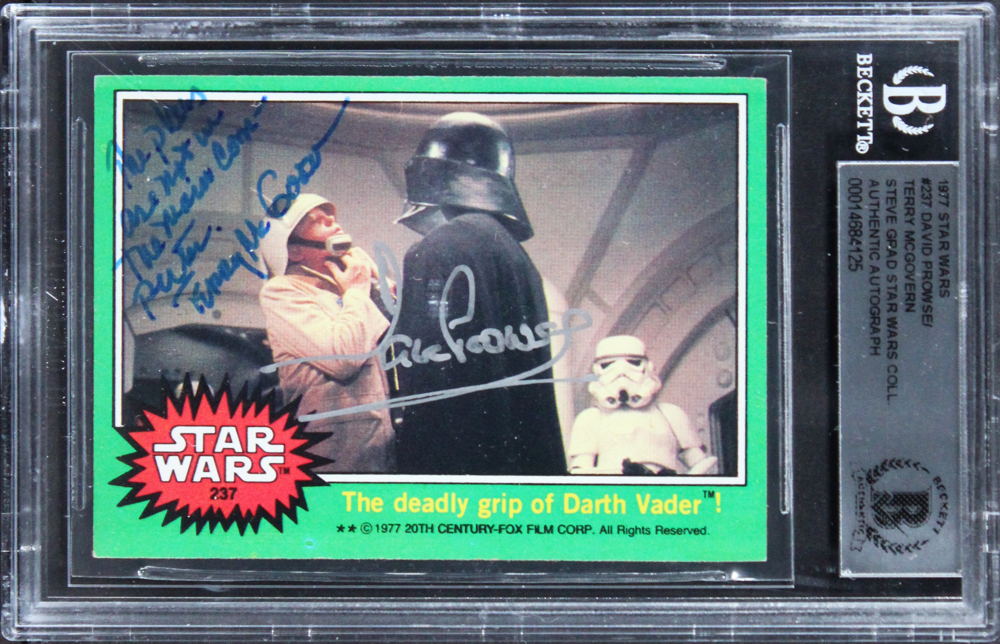 (2) Prowse & McGovern "w/ Insc" Signed 1977 Star Wars #237 Card BAS Slabbed 2