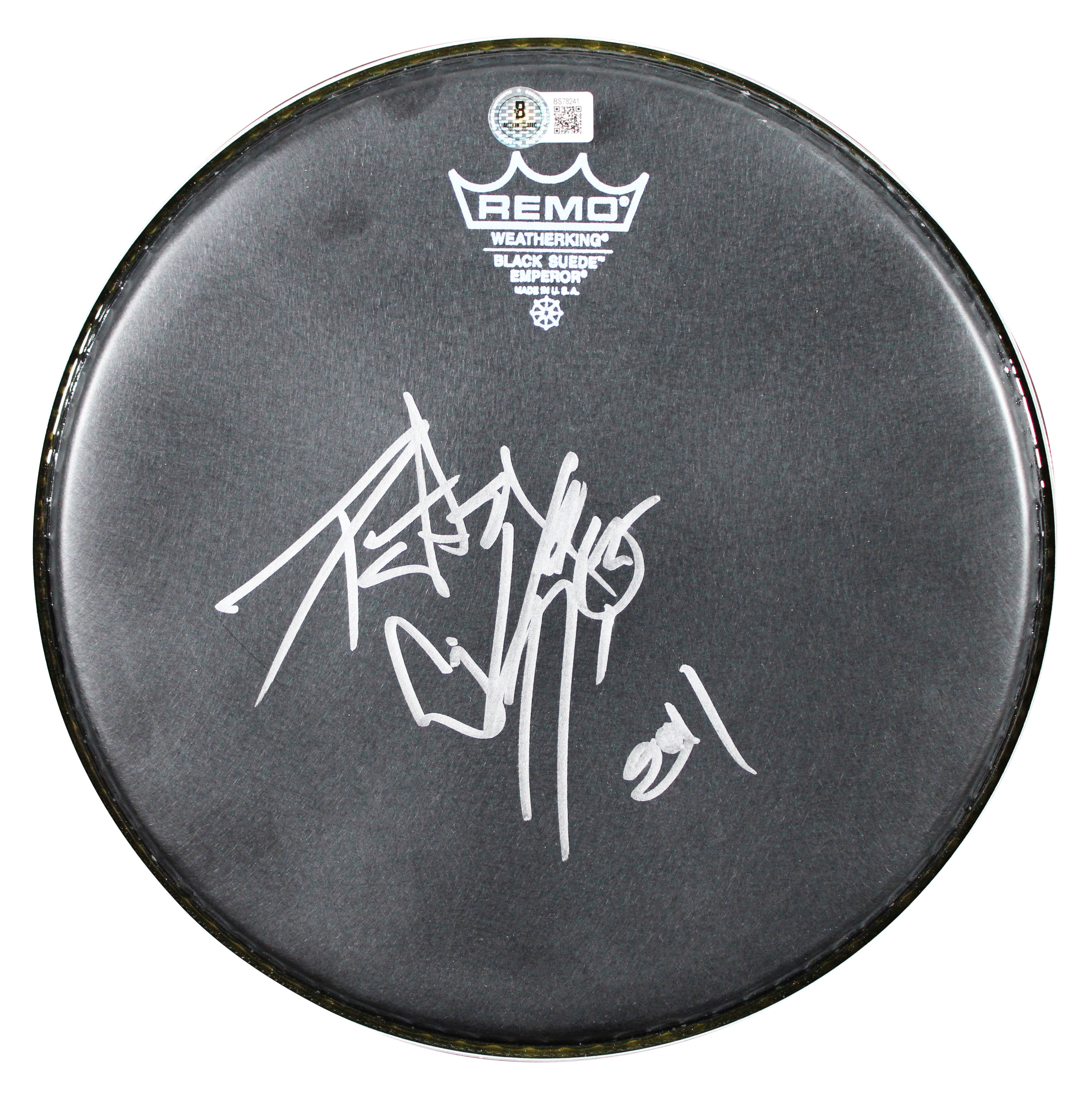 Peter Criss KISS Authentic Signed 10 Inch Black Remo Drum Head BAS #BS78241