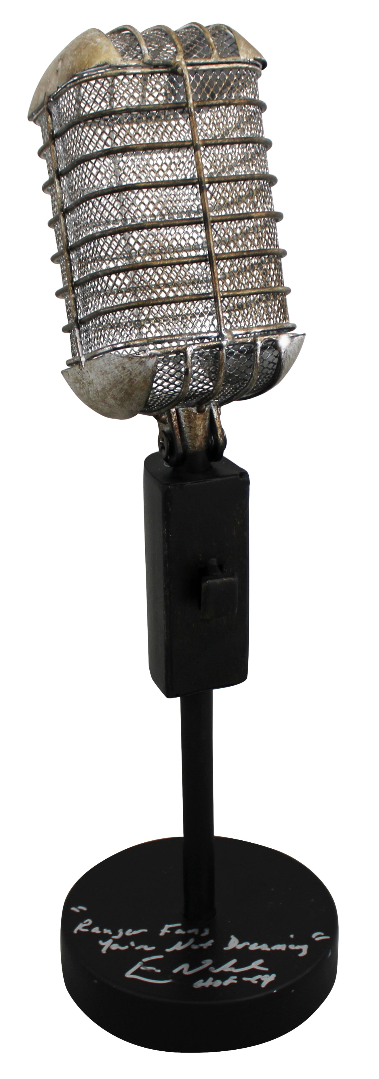 Rangers Broadcaster Eric Nadel "Not Dreaming HOF 14" Signed Microphone BAS Wit