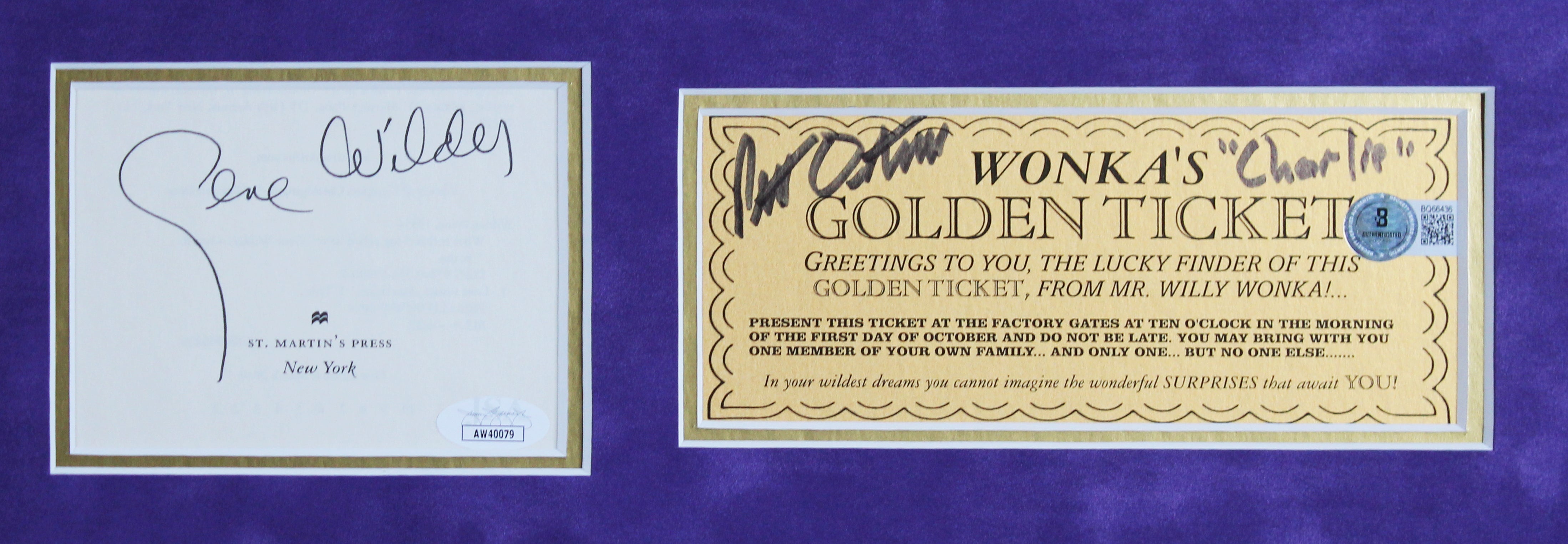 Willy Wonka Gene Wilder & Charlie Ostrum Authentic Signed Framed Display BAS JSA