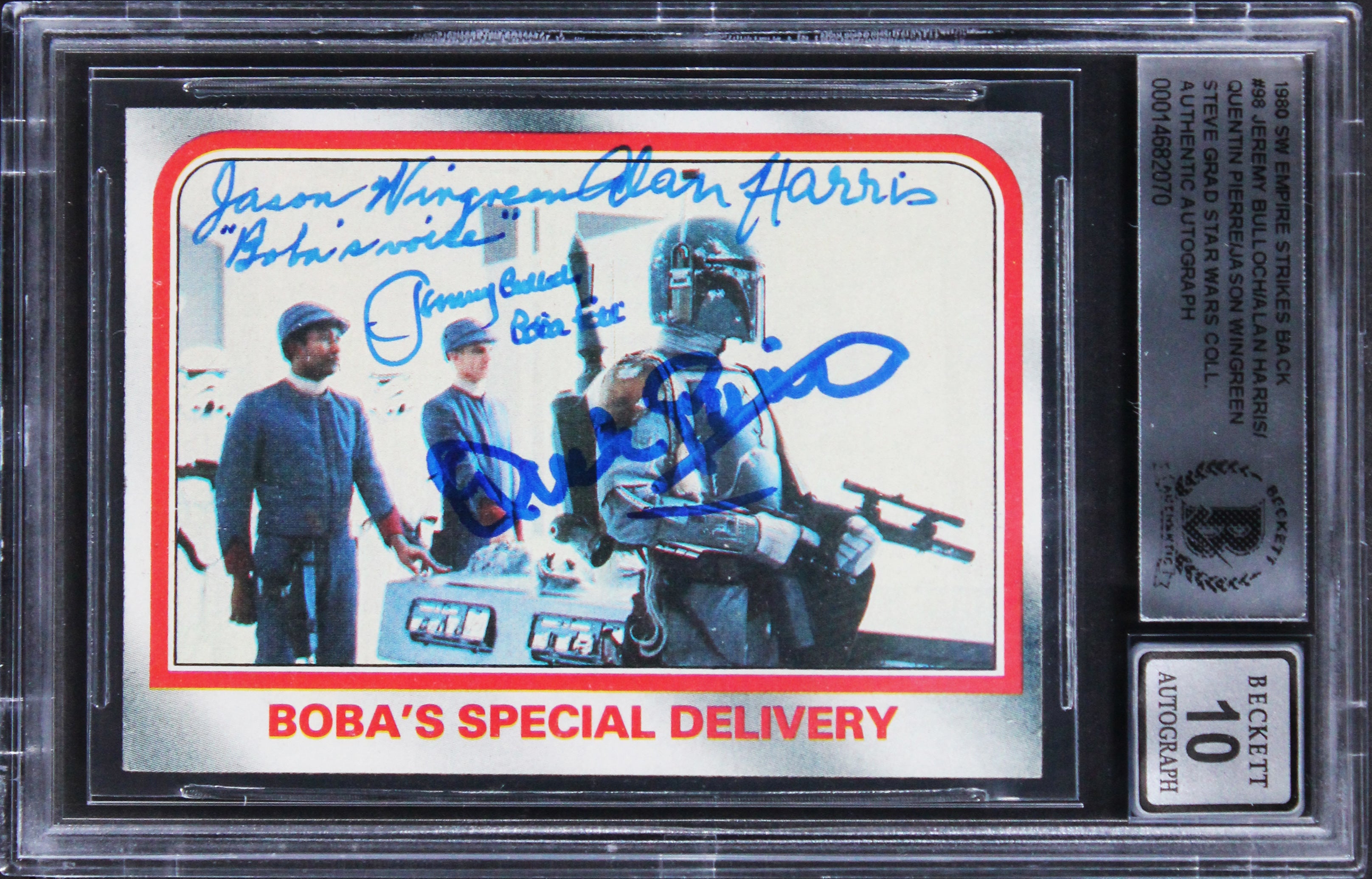 (4) Bulloch +3 "2x Insc" Signed 1980 Star Wars ESB #98 Card Auto 10! BAS Slabbed