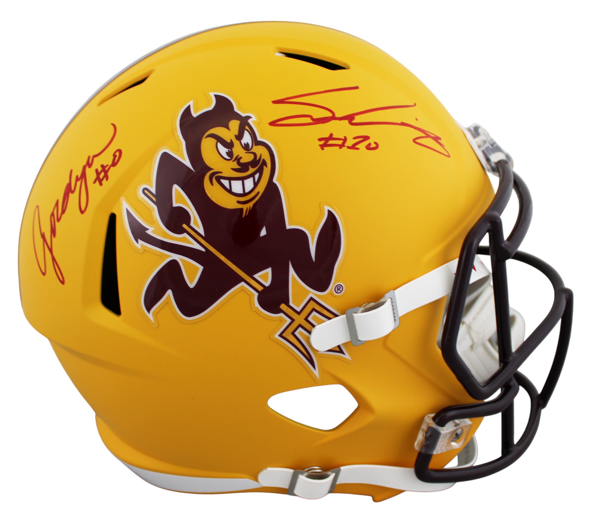 ASU Sam Leavitt & Jordyn Tyson Signed Sparky F/S Speed Rep Helmet W/ Case BAS W