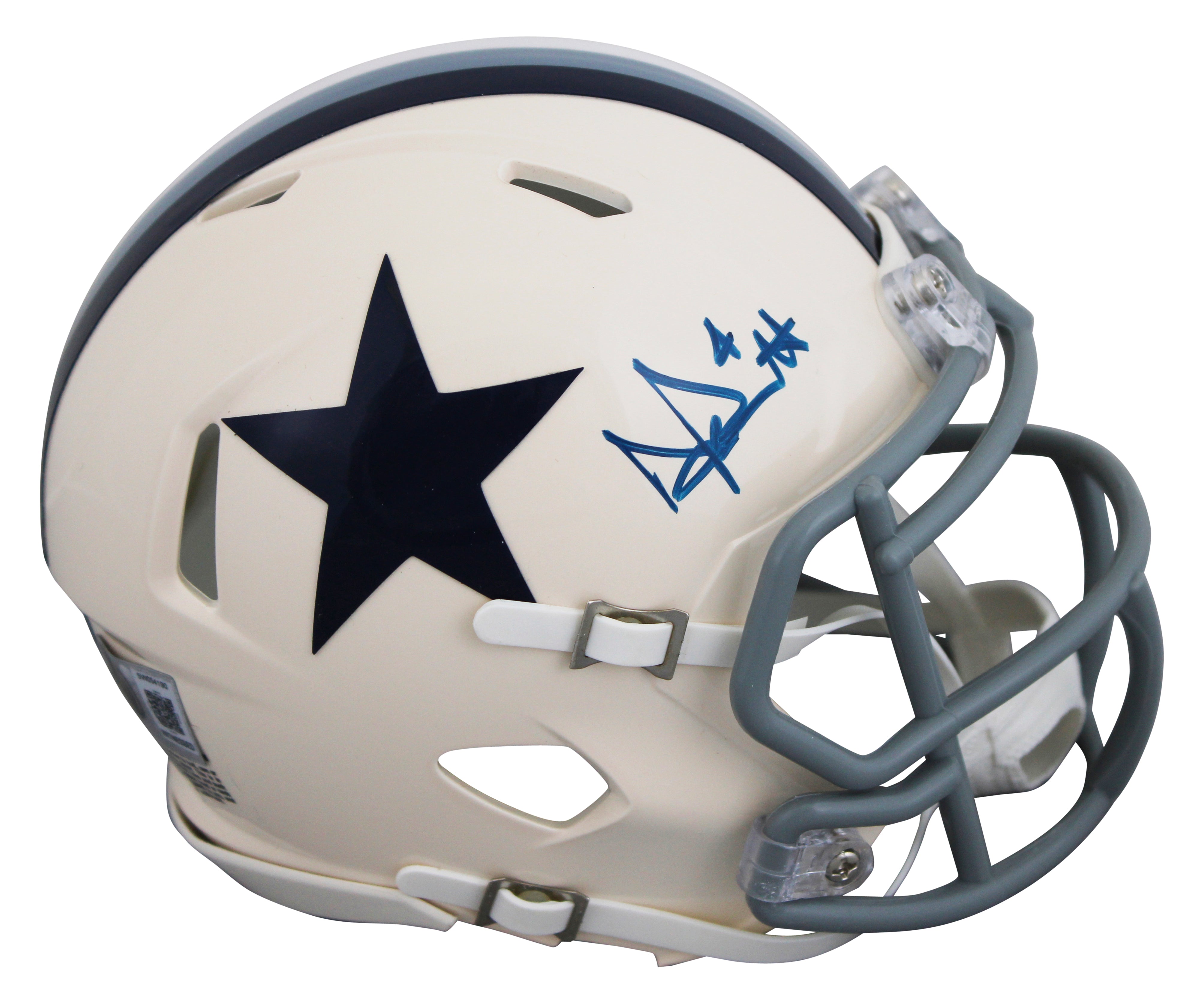Cowboys Dak Prescott Authentic Signed Retro Speed Mini Helmet BAS Witnessed