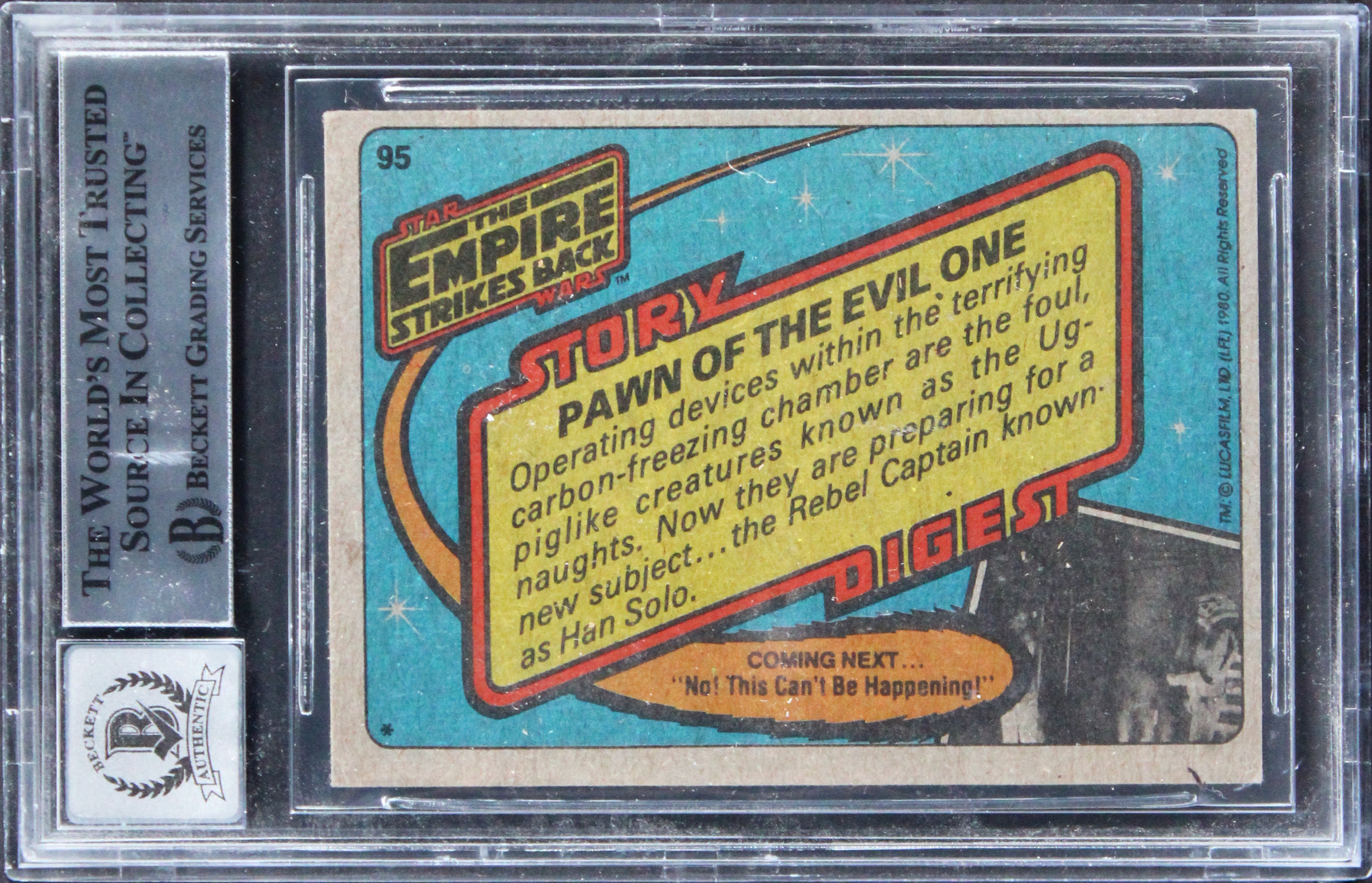 (3) Freeborn +2 Signed 1980 Star Wars ESB #95 Card Auto Grade 10! BAS Slabbed