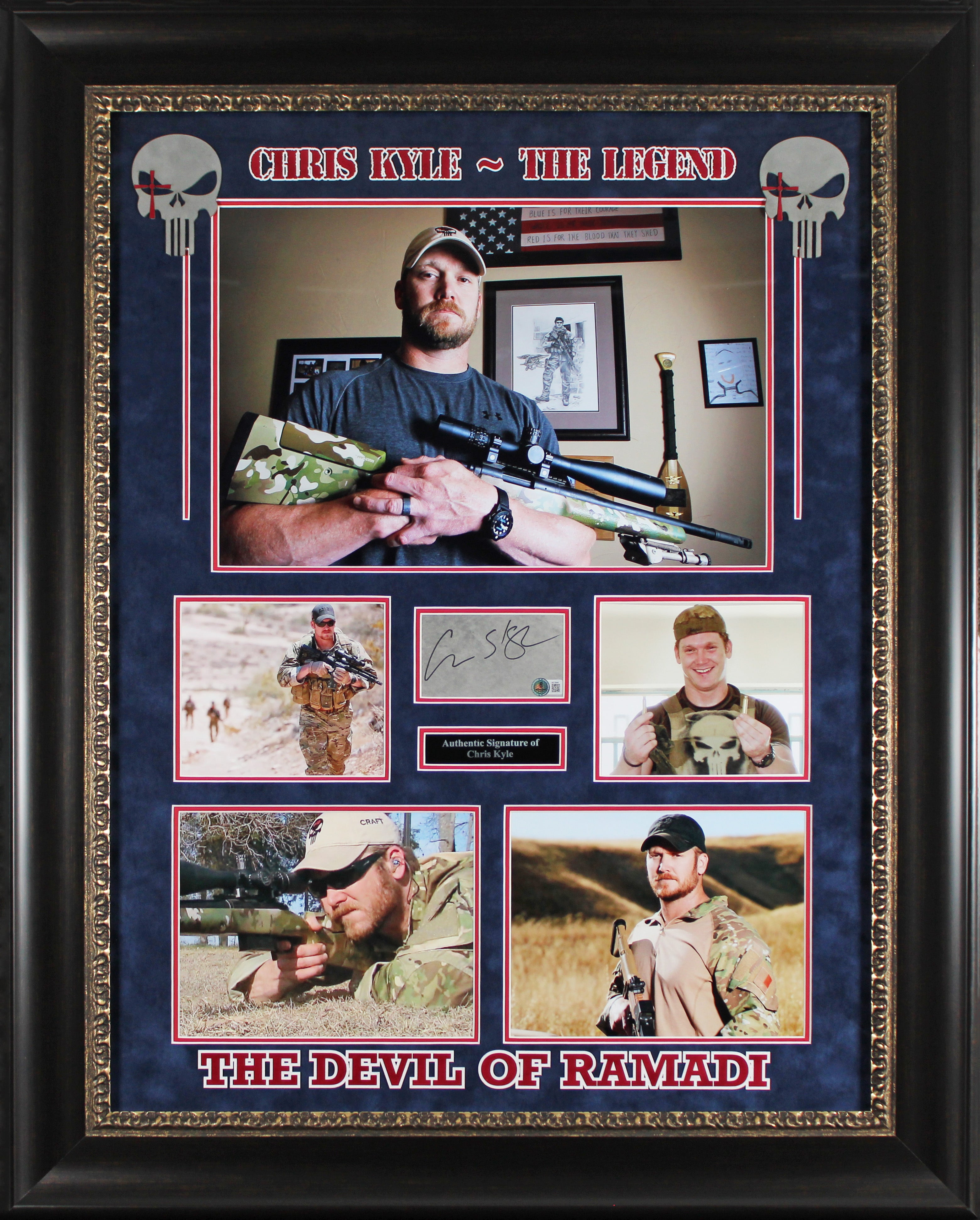 Chris Kyle Authentic Signed & Framed Cut Signature Autographed BAS #AE13648