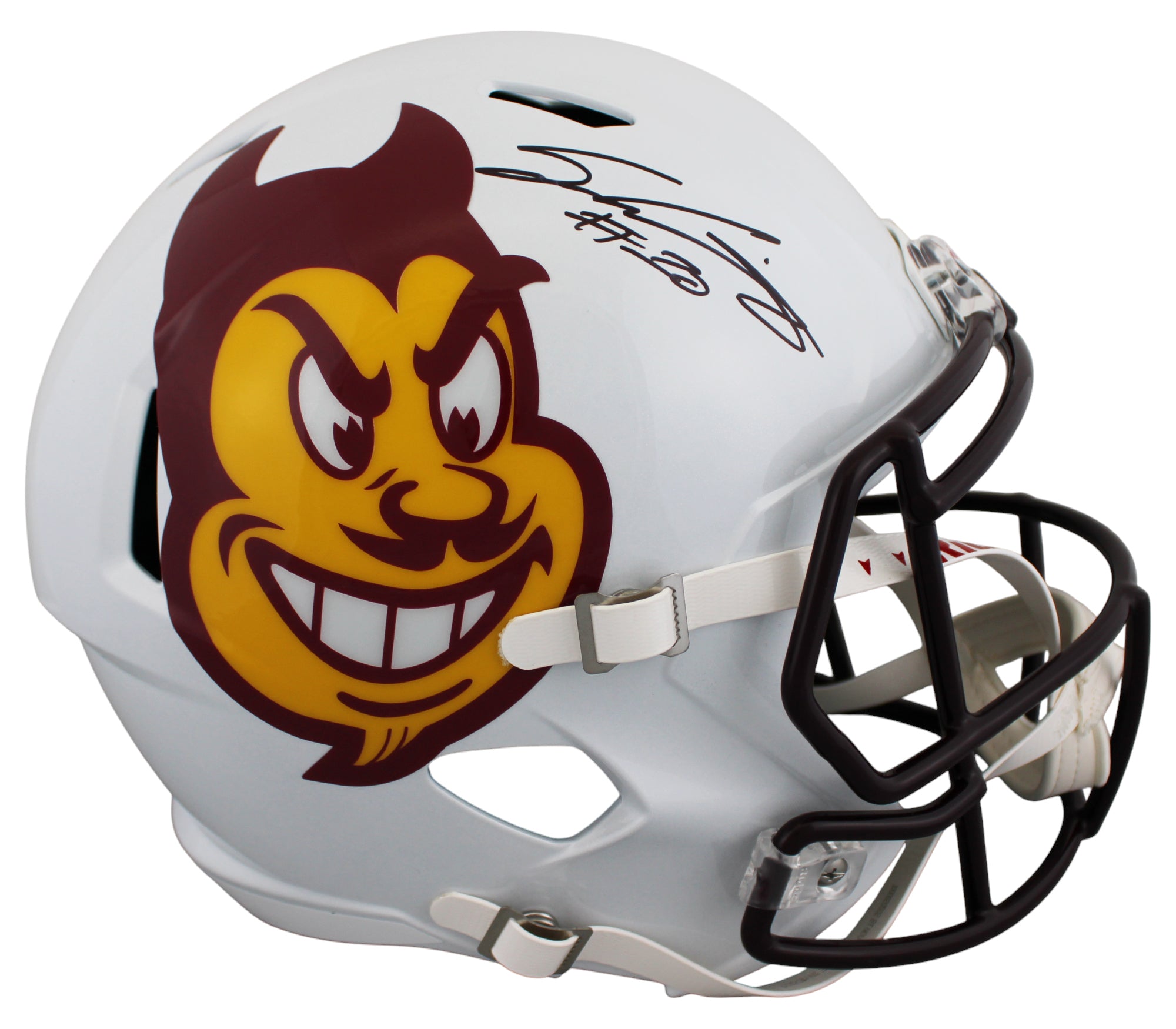 Arizona State Sam Leavitt Signed White Full Size Speed Rep Helmet W/ Case BAS W