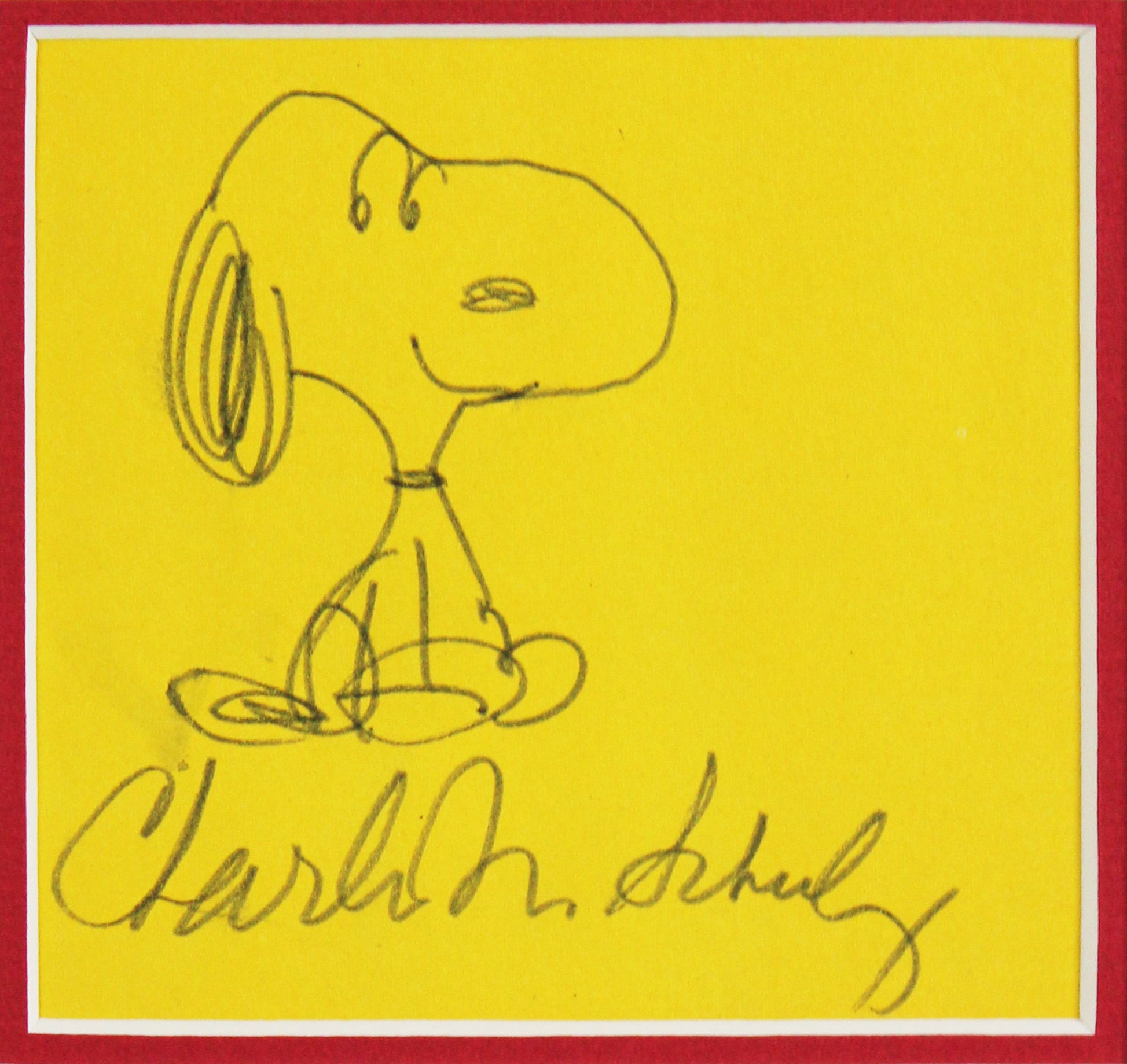 Charles Schulz Peanuts Signed & Framed Hand Drawn Snoopy Sketch JSA #ZZ25191