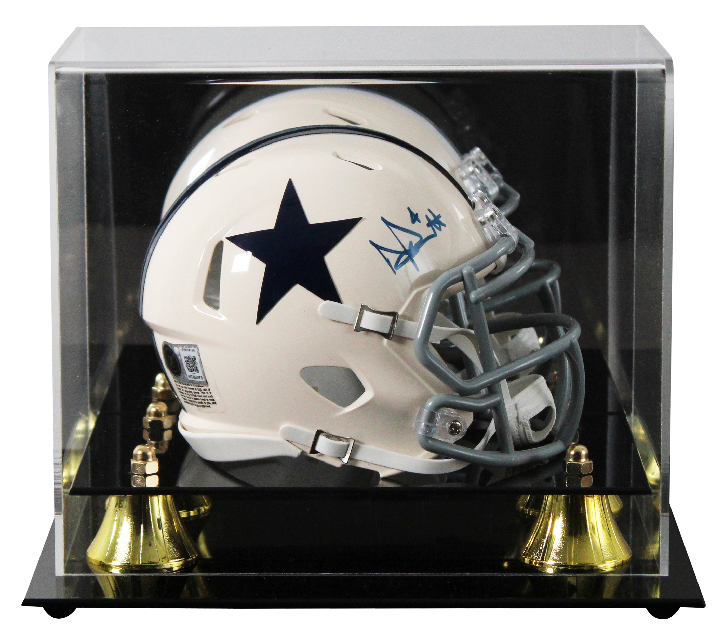 Cowboys Dak Prescott Signed Retro Speed Mini Helmet W/ Case BAS Witnessed