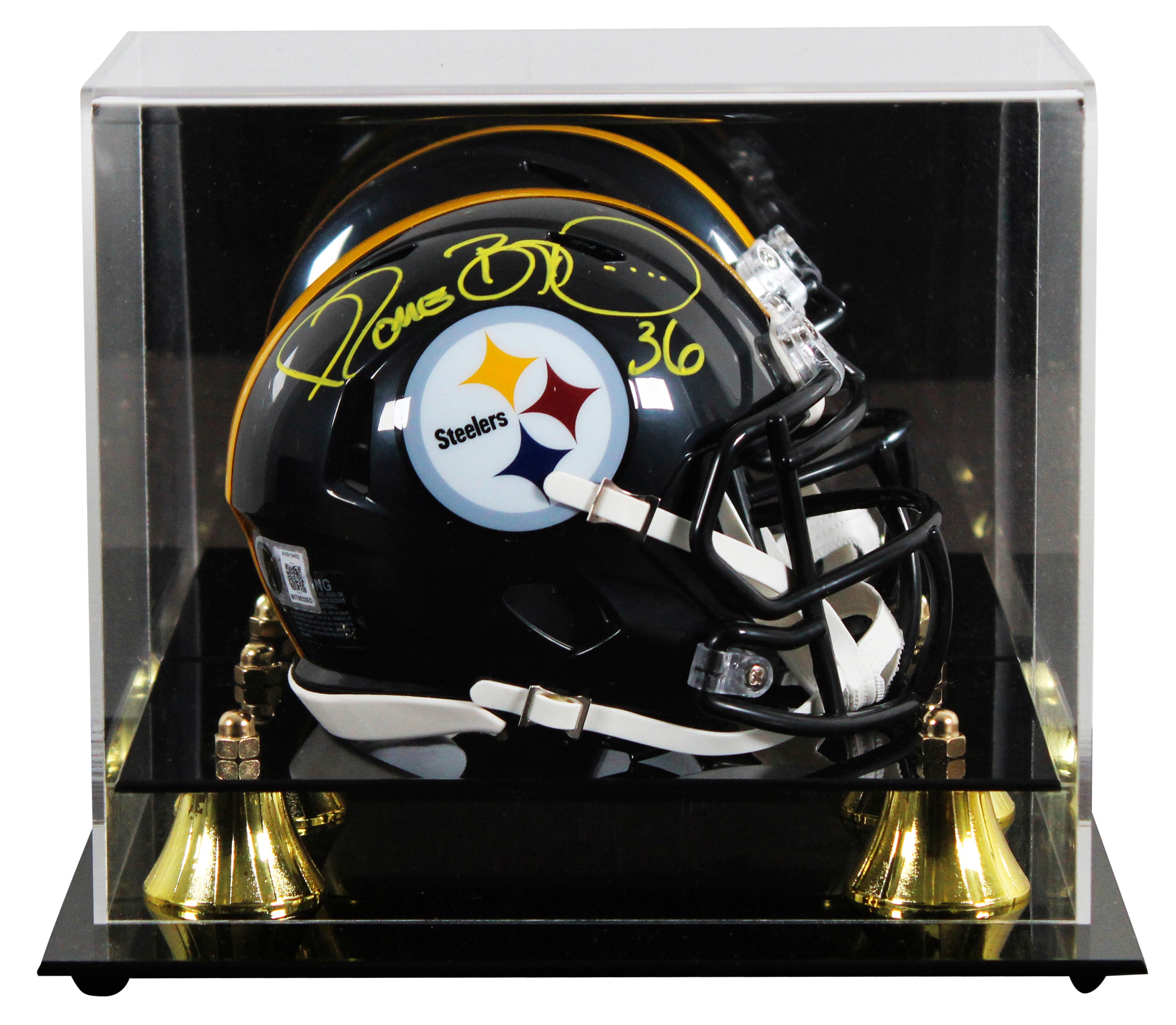 Steelers Jerome Bettis Signed Black Speed Mini Helmet W/ Case BAS Witnessed