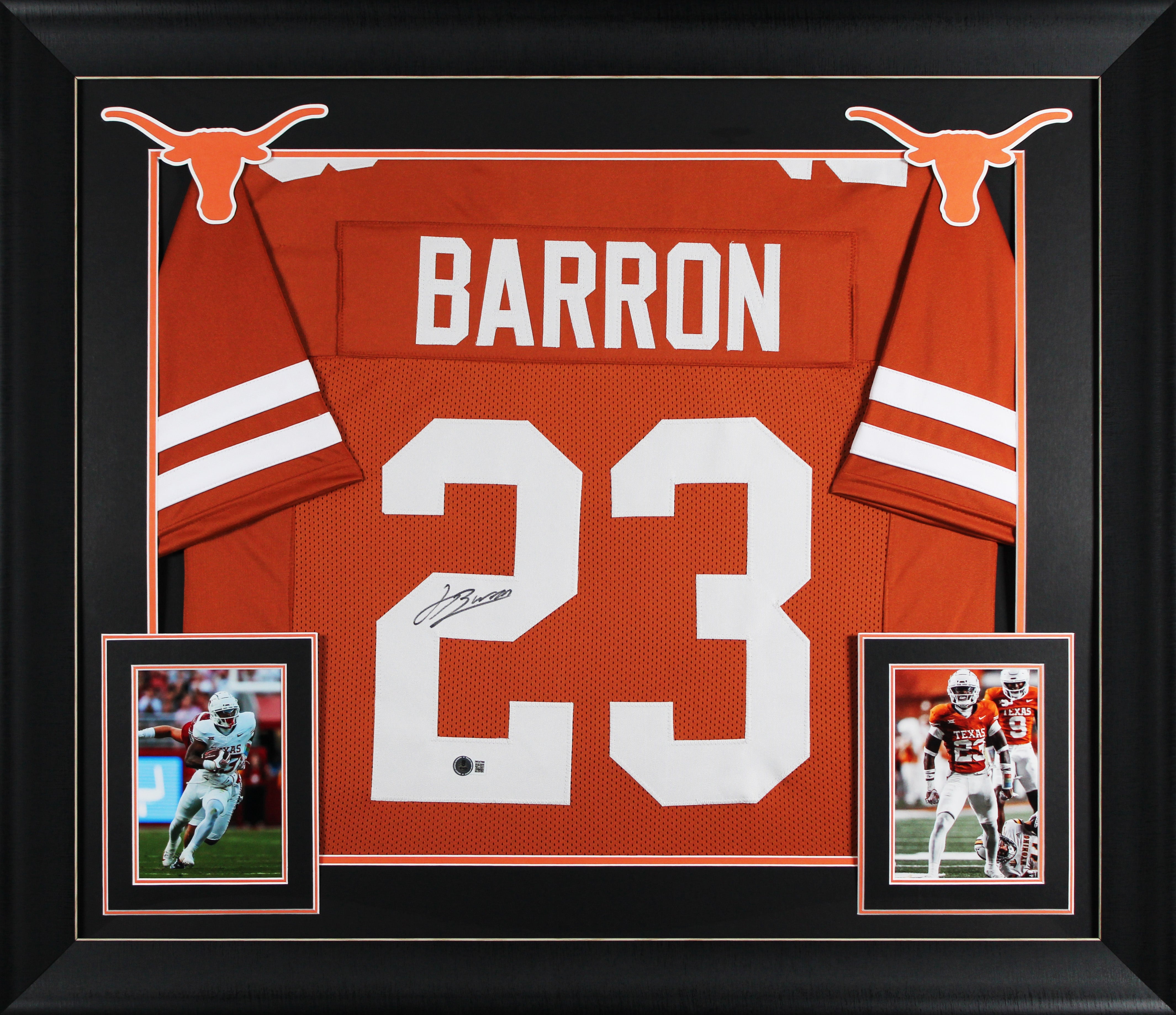 Texas Jahdae Barron Signed Burnt Orange Pro Style Framed Jersey BAS Witnessed