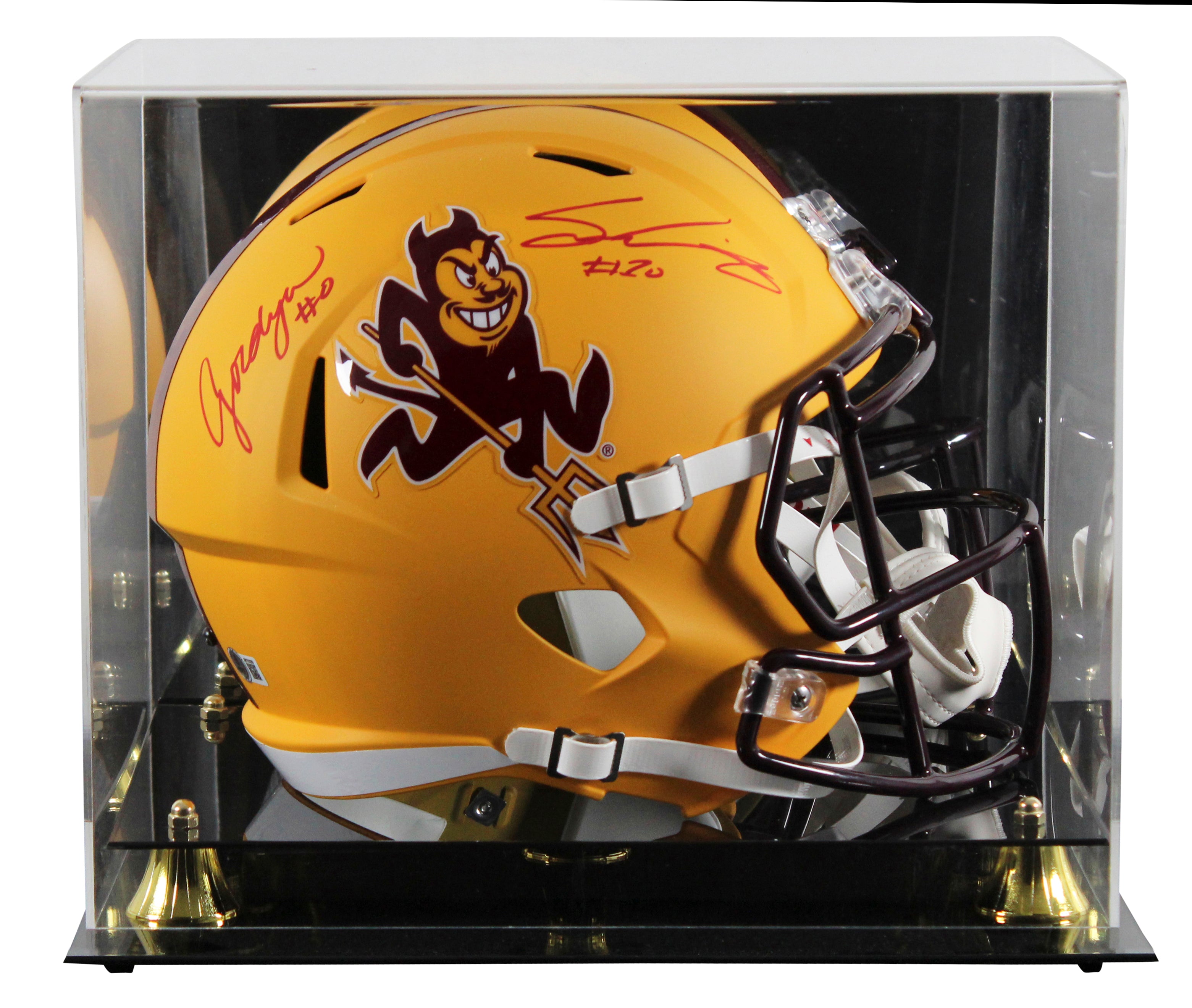 ASU Sam Leavitt & Jordyn Tyson Signed Sparky F/S Speed Rep Helmet W/ Case BAS W