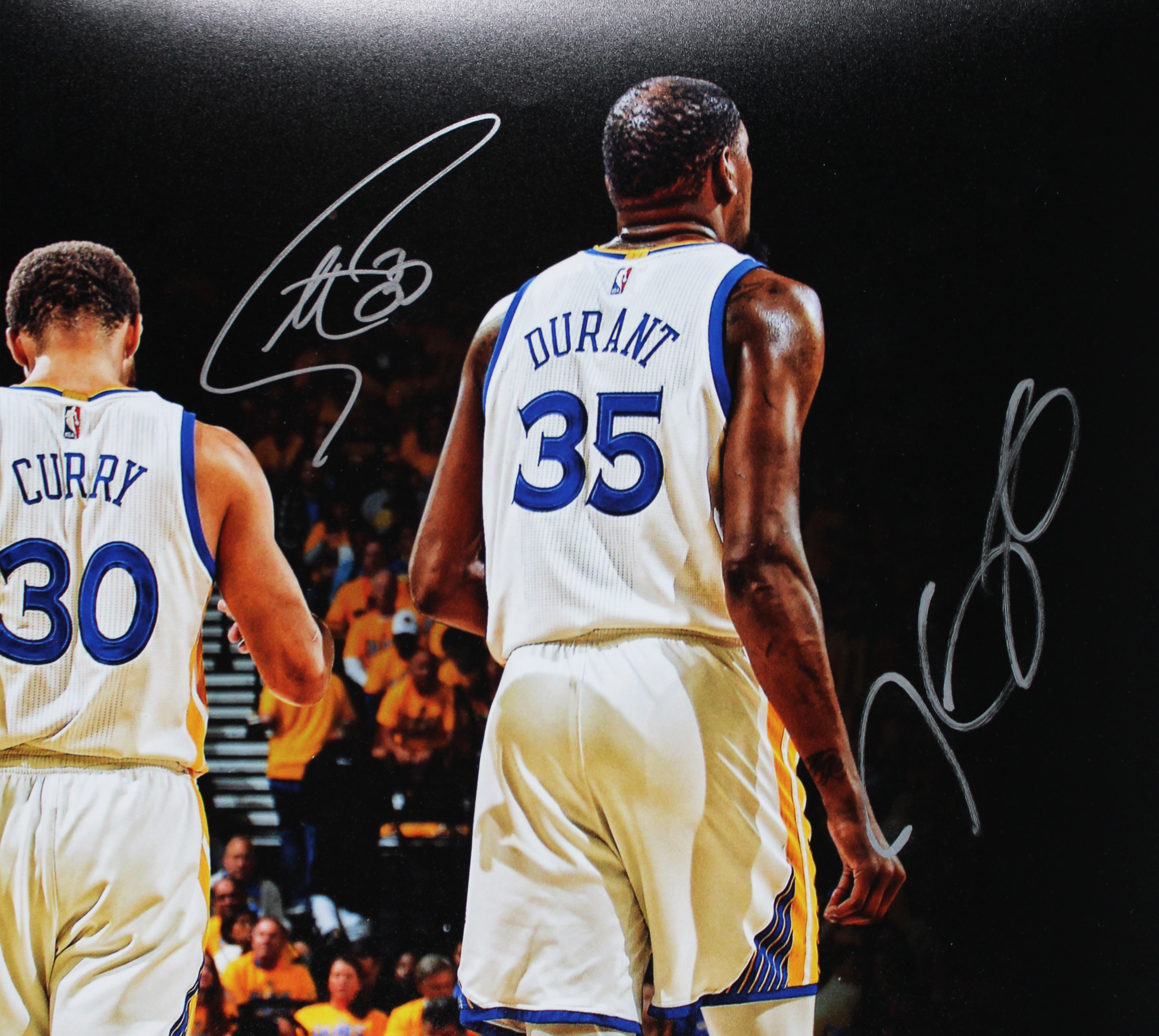 Warriors Stephen Curry, Kevin Durant & Klay Thompson Signed 16x20 Photo BAS