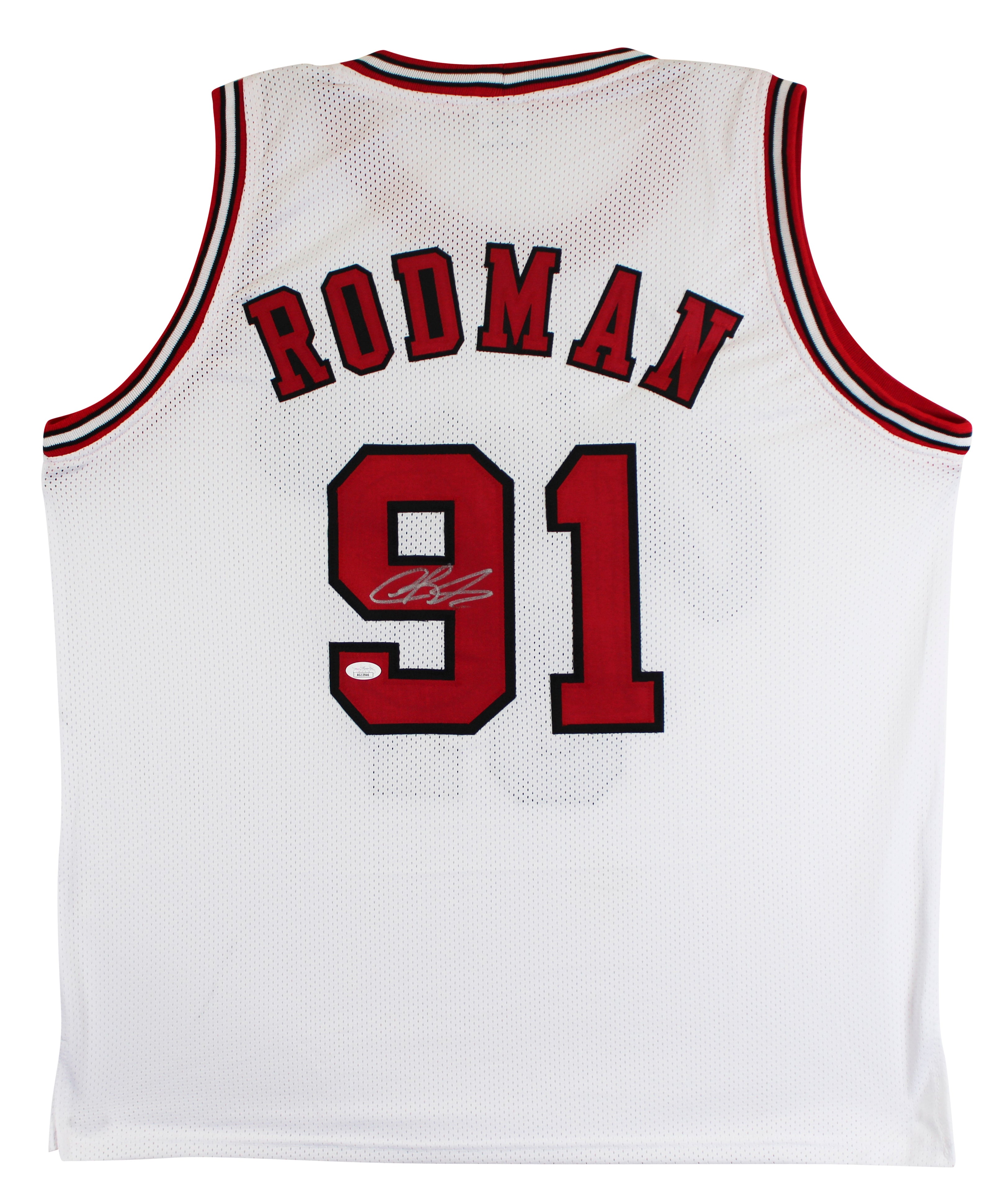 Dennis Rodman Authentic Signed White Pro Style Jersey Autographed JSA #AG13946