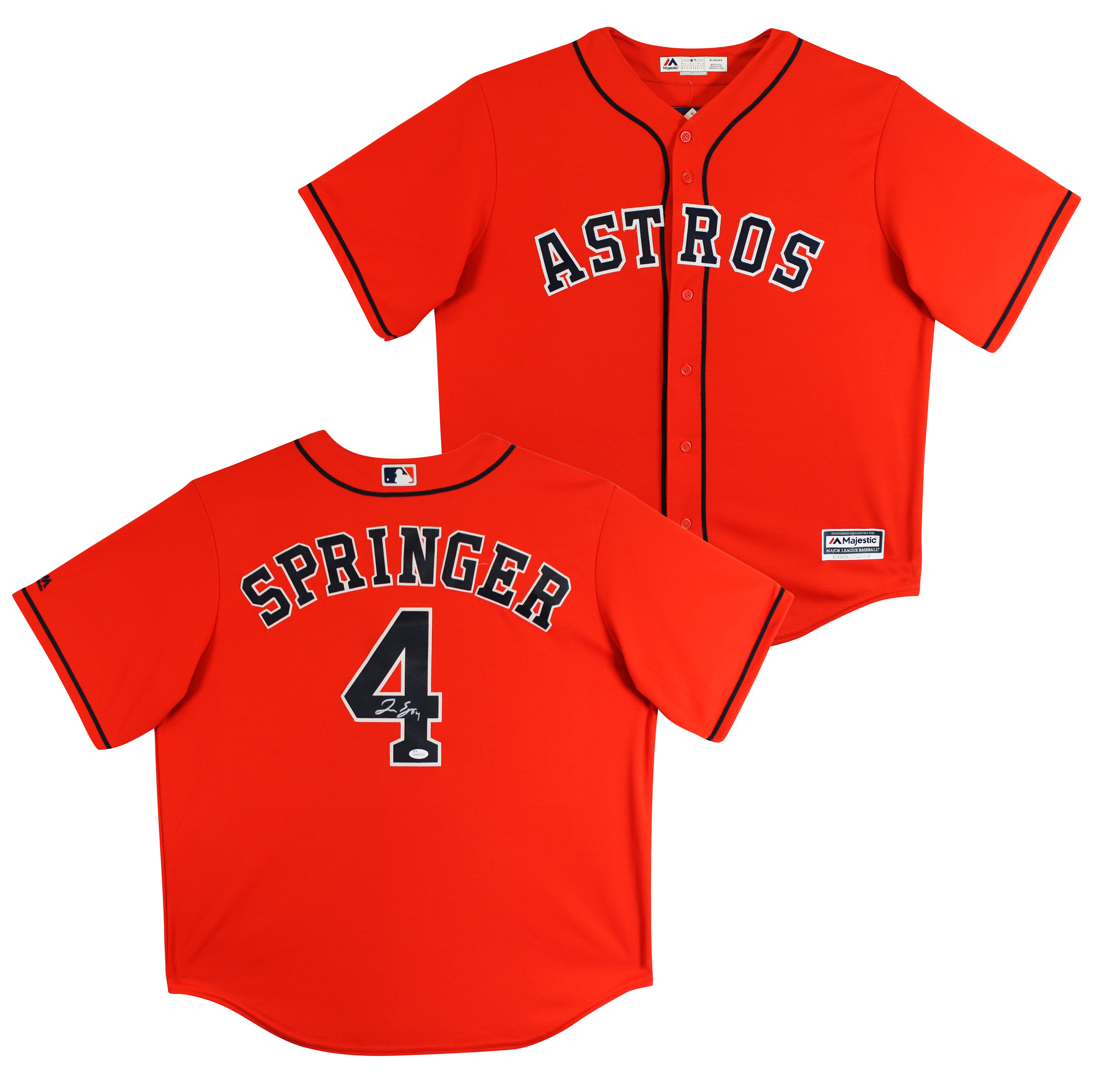 Astros George Springer Signed Orange Majestic Cool Base Jersey JSA #WPP009554