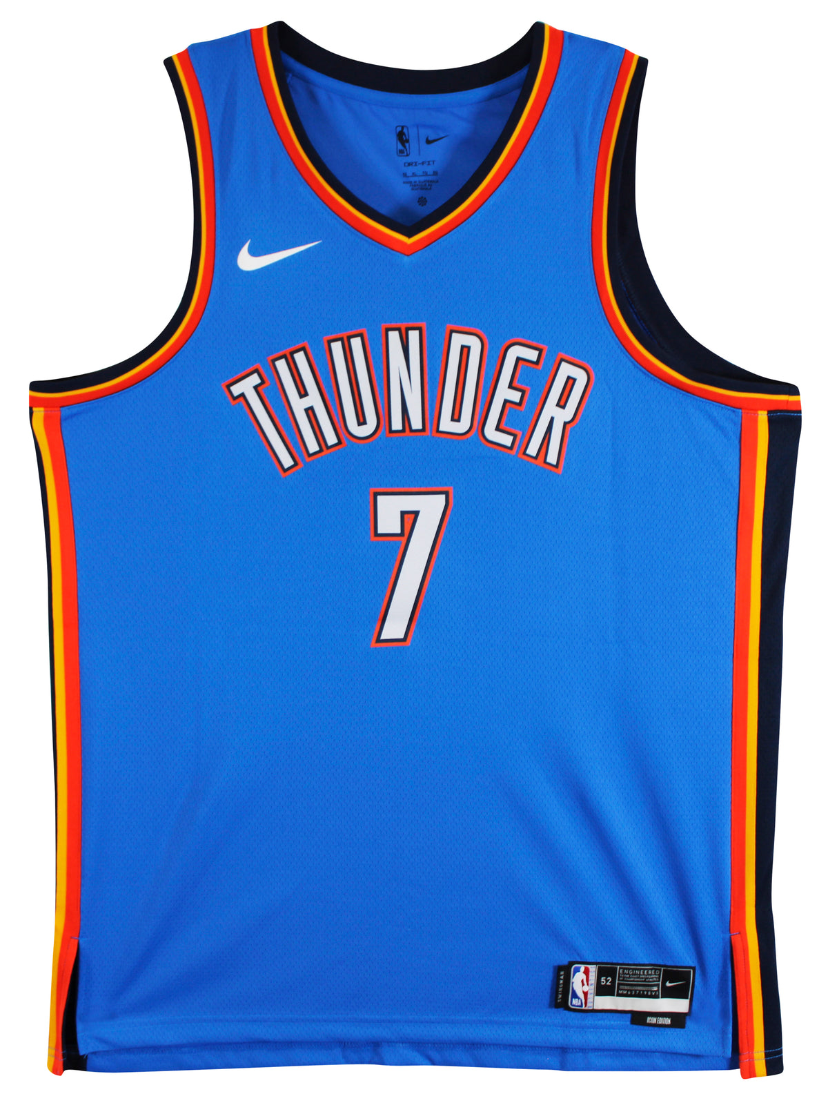Thunder Chet Holmgren Signed Blue Nike Icon Edition Swingman Jersey BAS Witness