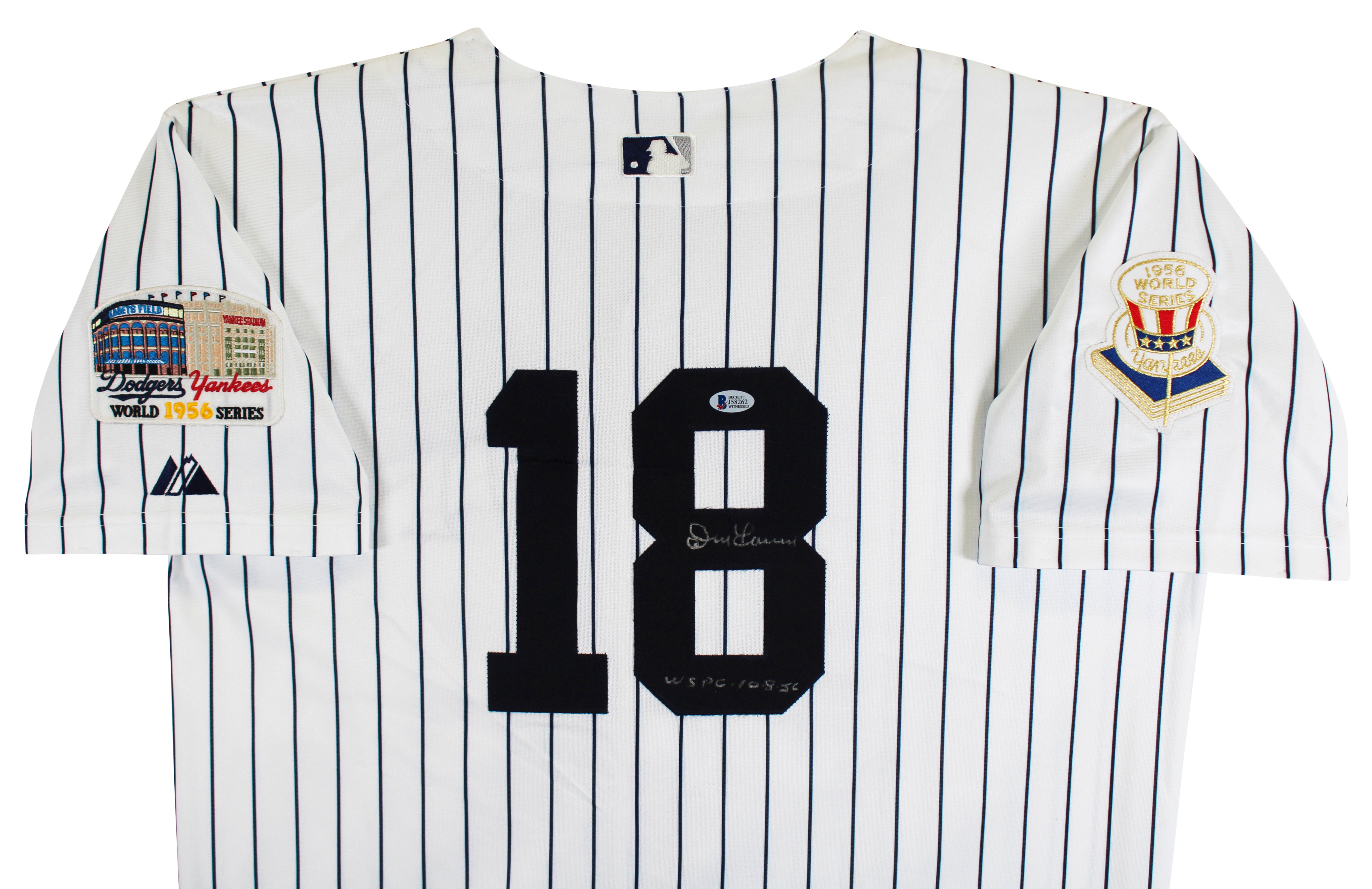 Yankees Don Larsen "WSPG" Signed White Pinstripe Majestic Jersey BAS #J58262