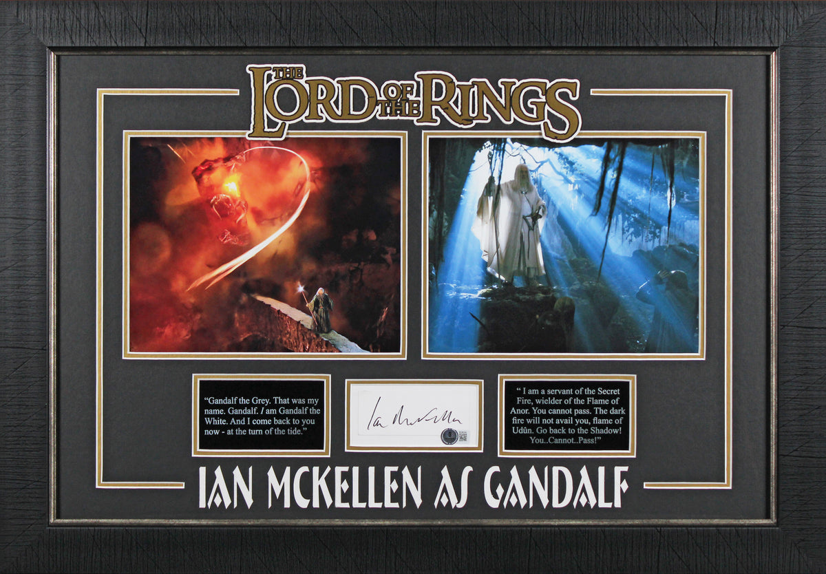 Ian McKellen Lord of the Rings Signed & Framed 2x4 Cut Signature BAS #BQ96344