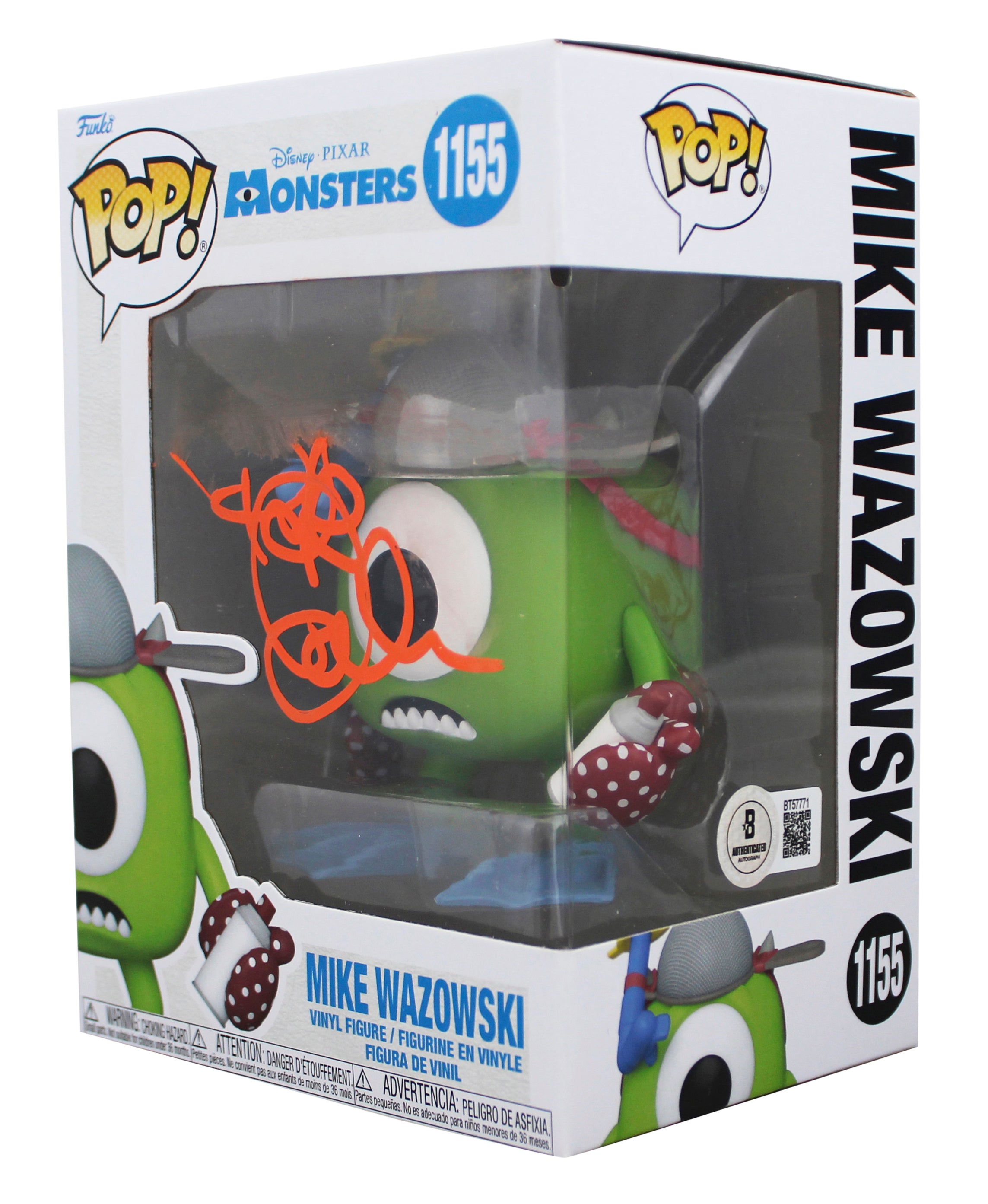 Peter Docter Monsters Signed Mike Wazowski #1155 Funko Pop Figure BAS #BT57771