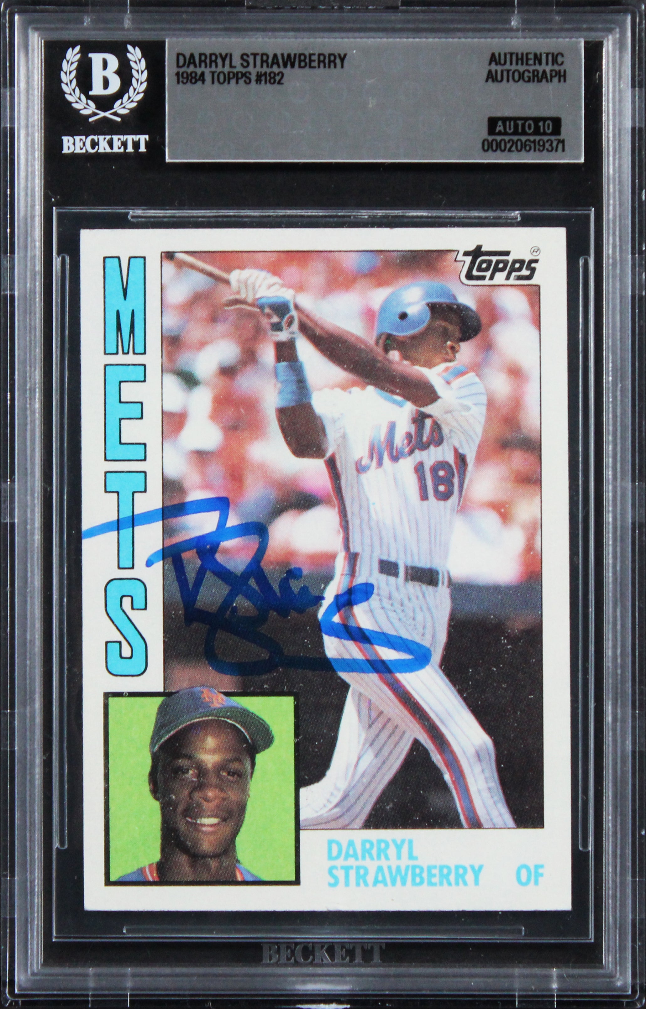 Mets Darryl Strawberry Signed 1984 Topps #182 Card Auto Gem Mint 10! BAS Slabbed