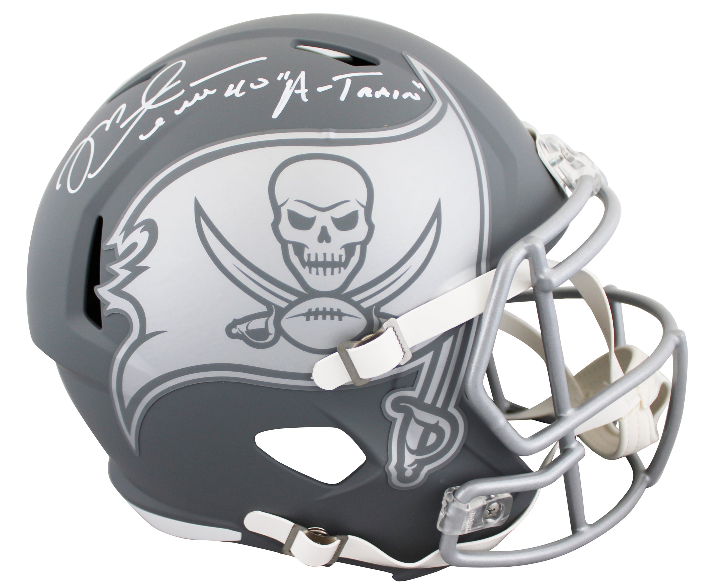 Buccaneers Mike Alstott "A-Train" Signed Slate F/S Speed Rep Helmet W/ Case BAS