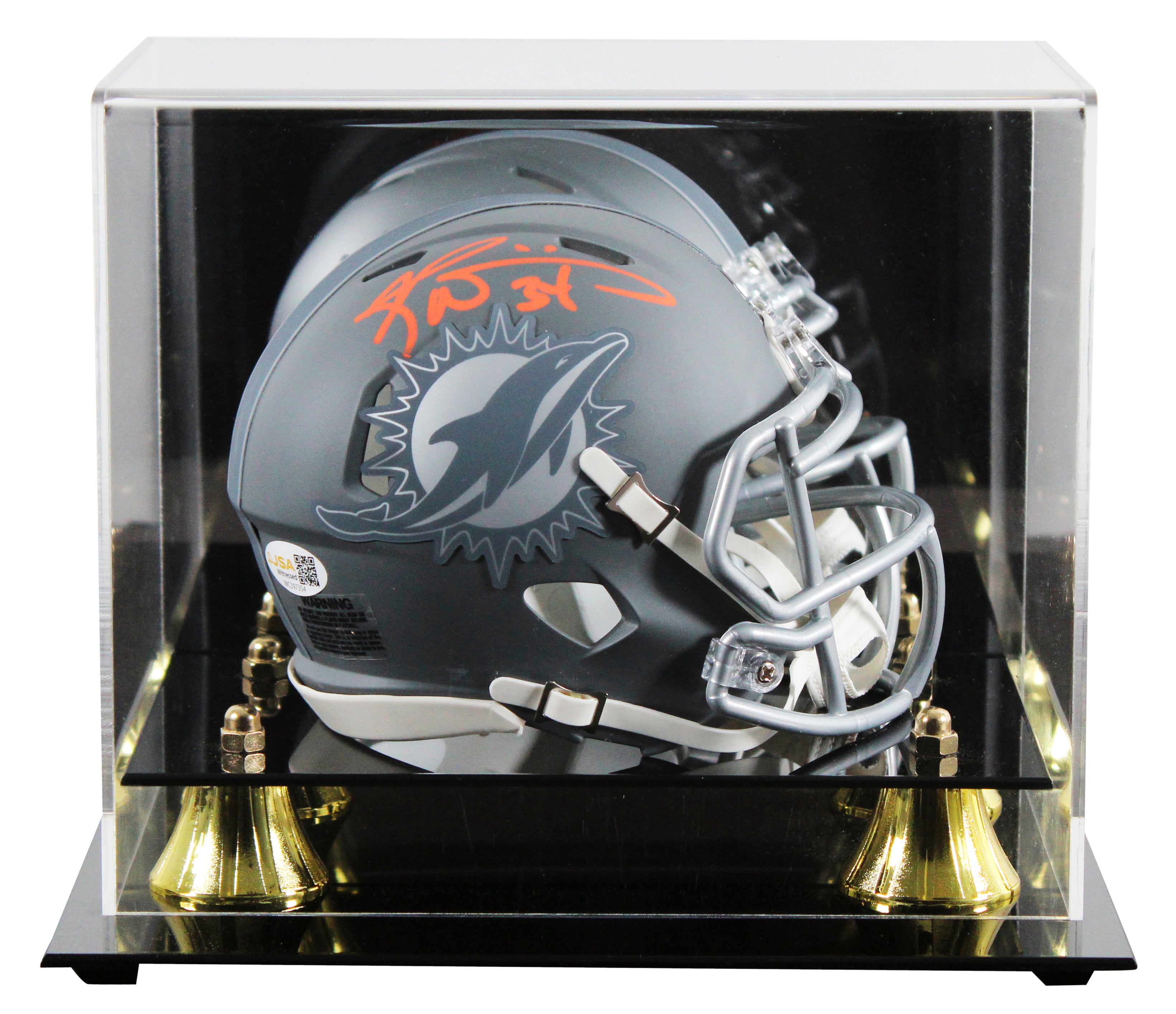 Dolphins Ricky Williams Signed Slate Speed Mini Helmet W/ Case JSA Witness