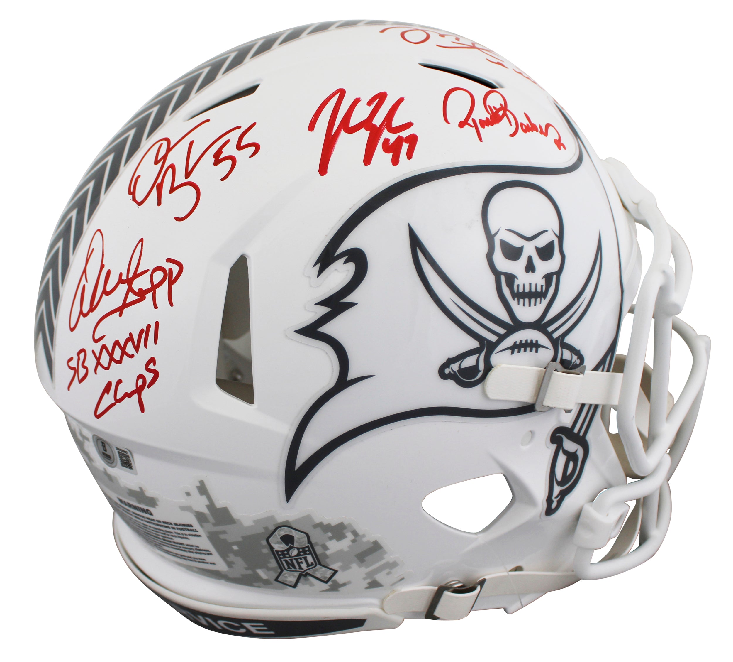 Bucs (5) Lynch, Barber +3 Signed STS III F/S Speed Proline Helmet W/ Case BAS W