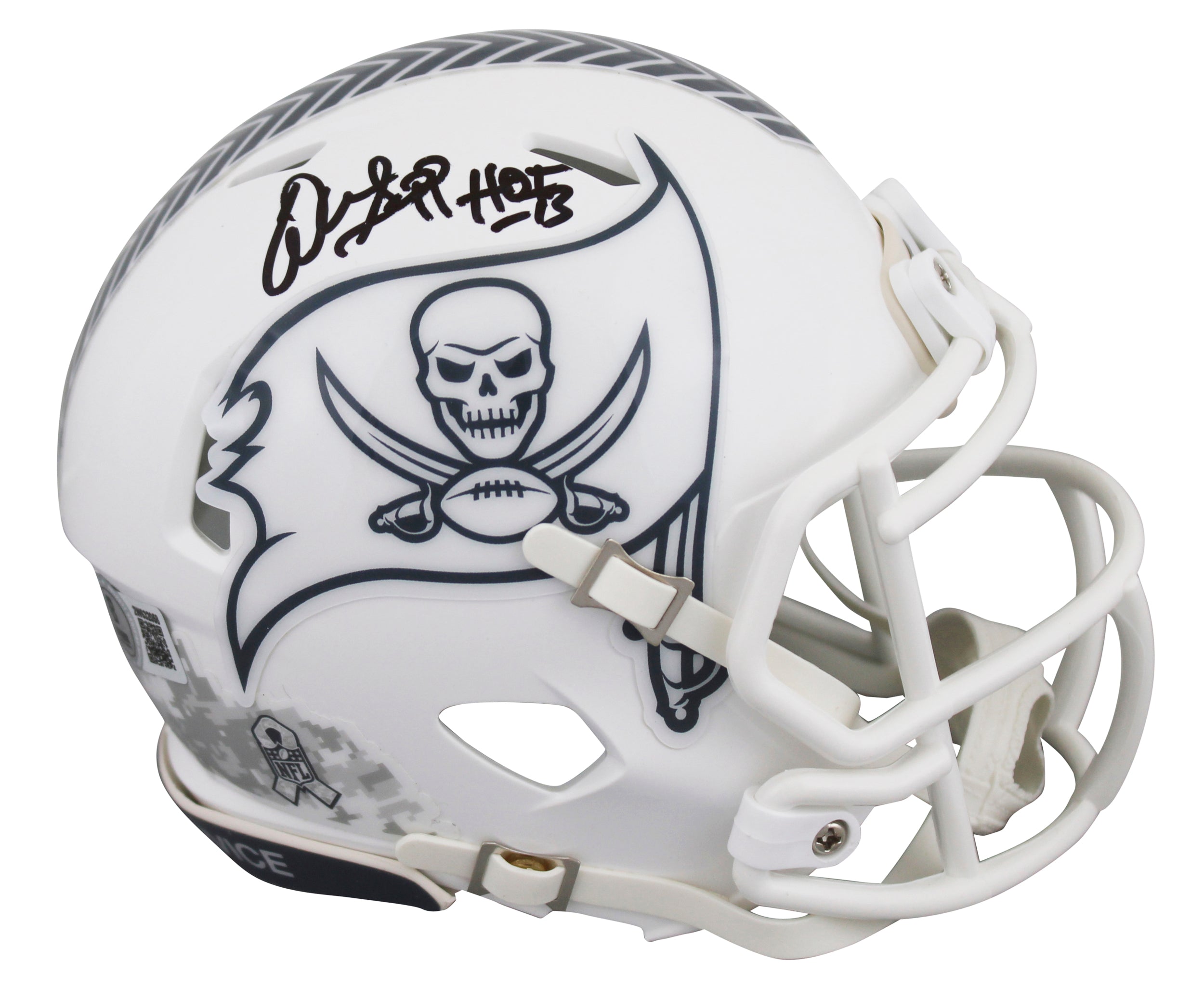 Bucs Warren Sapp "HOF 13" Signed Salute To Service III Speed Mini Helmet BAS Wit