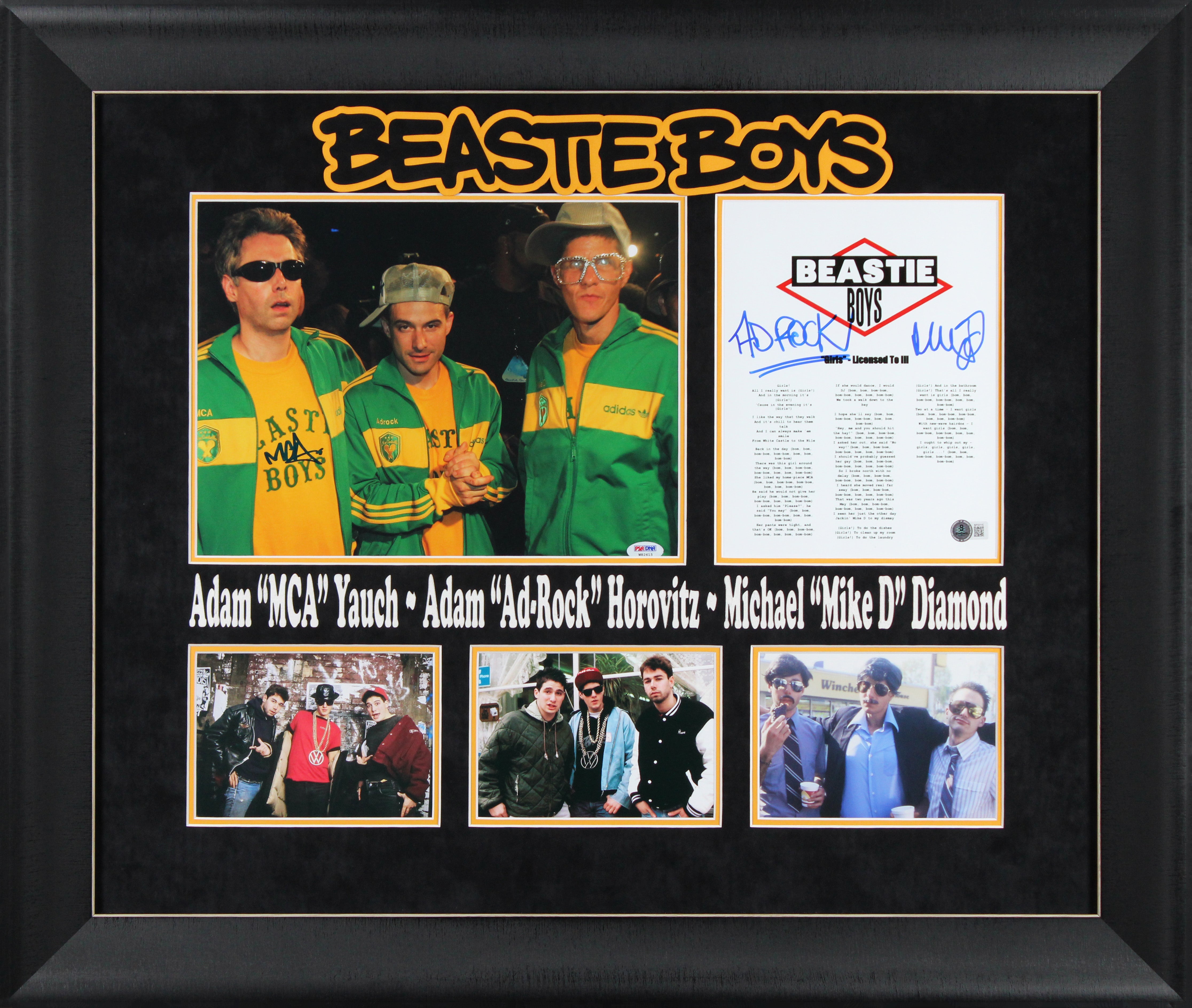 The Beastie Boys (3) MCA, Ad-Rock & Mike D Signed Framed Photo Display BAS PSA